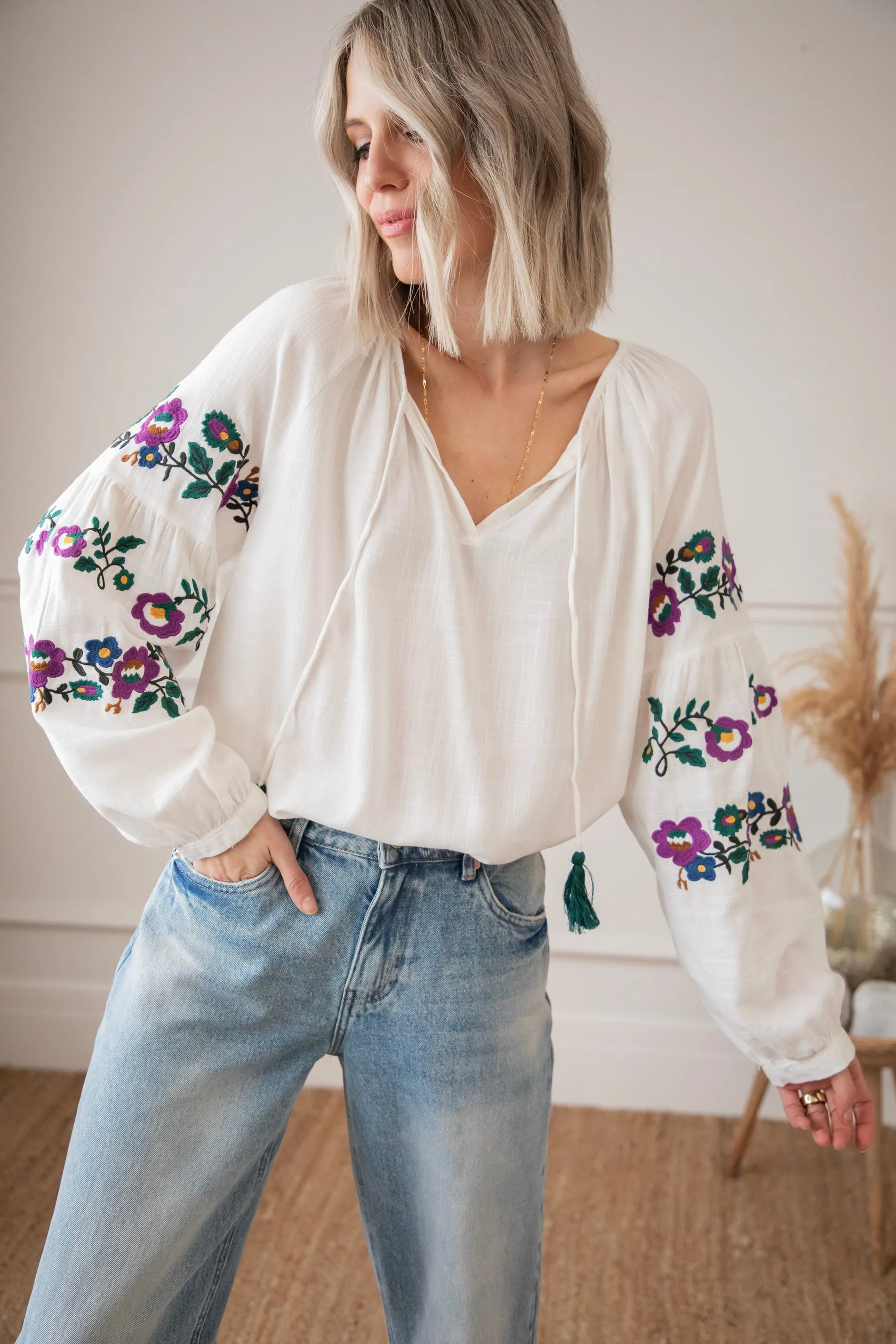 Sleeves Are Blooming White - Blouse