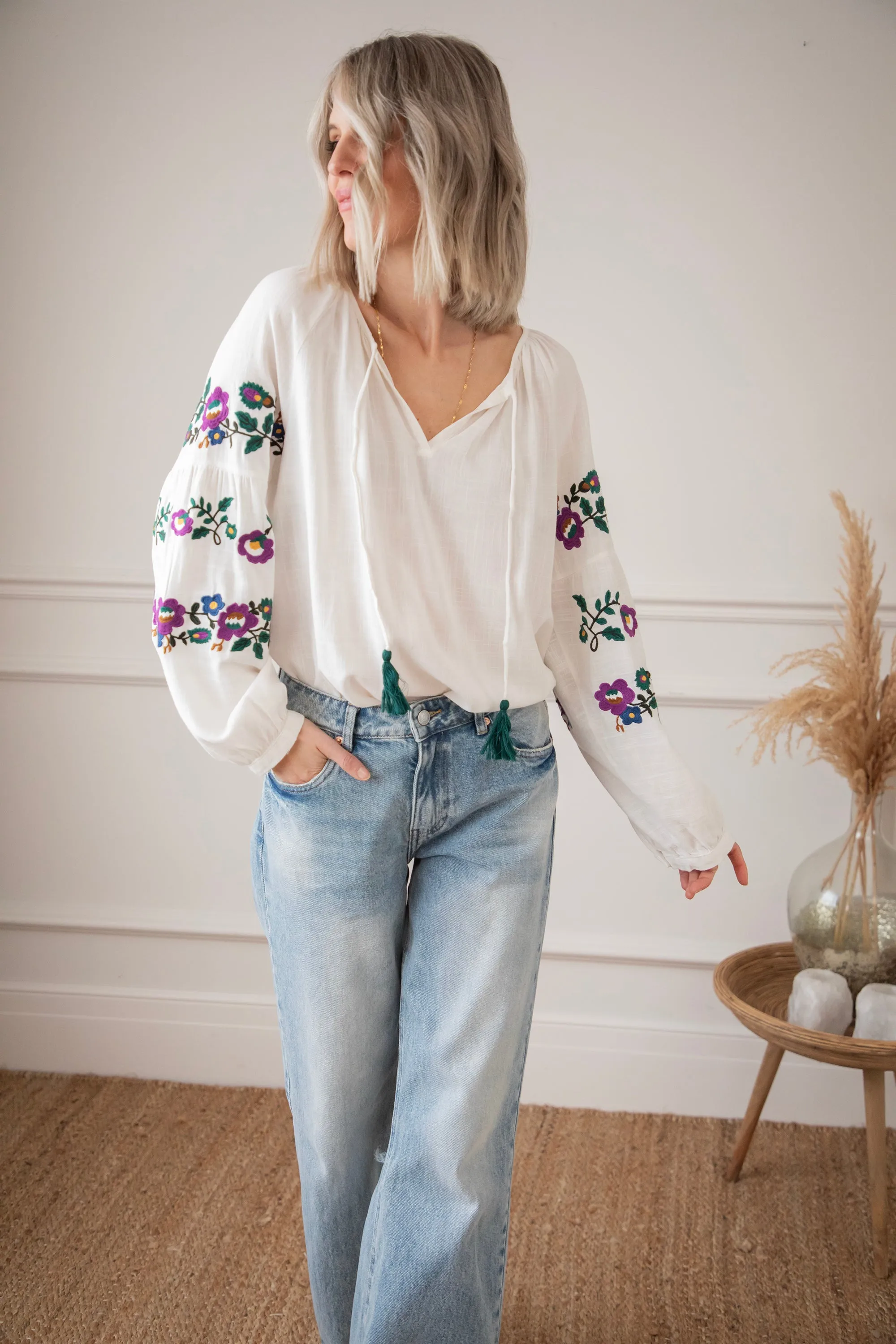 Sleeves Are Blooming White - Blouse