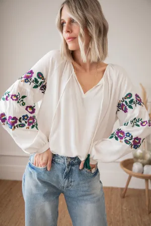 Sleeves Are Blooming White - Blouse
