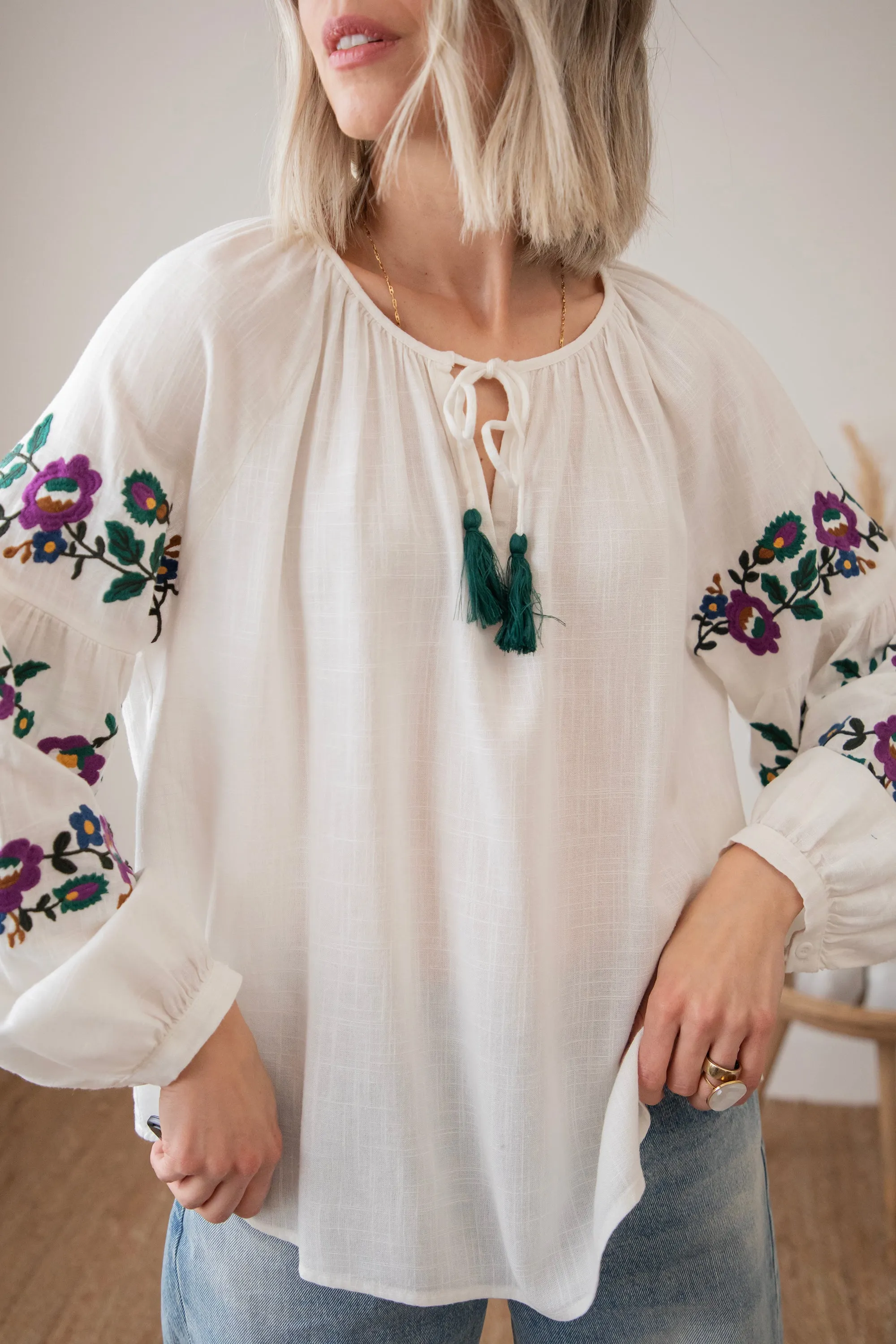 Sleeves Are Blooming White - Blouse