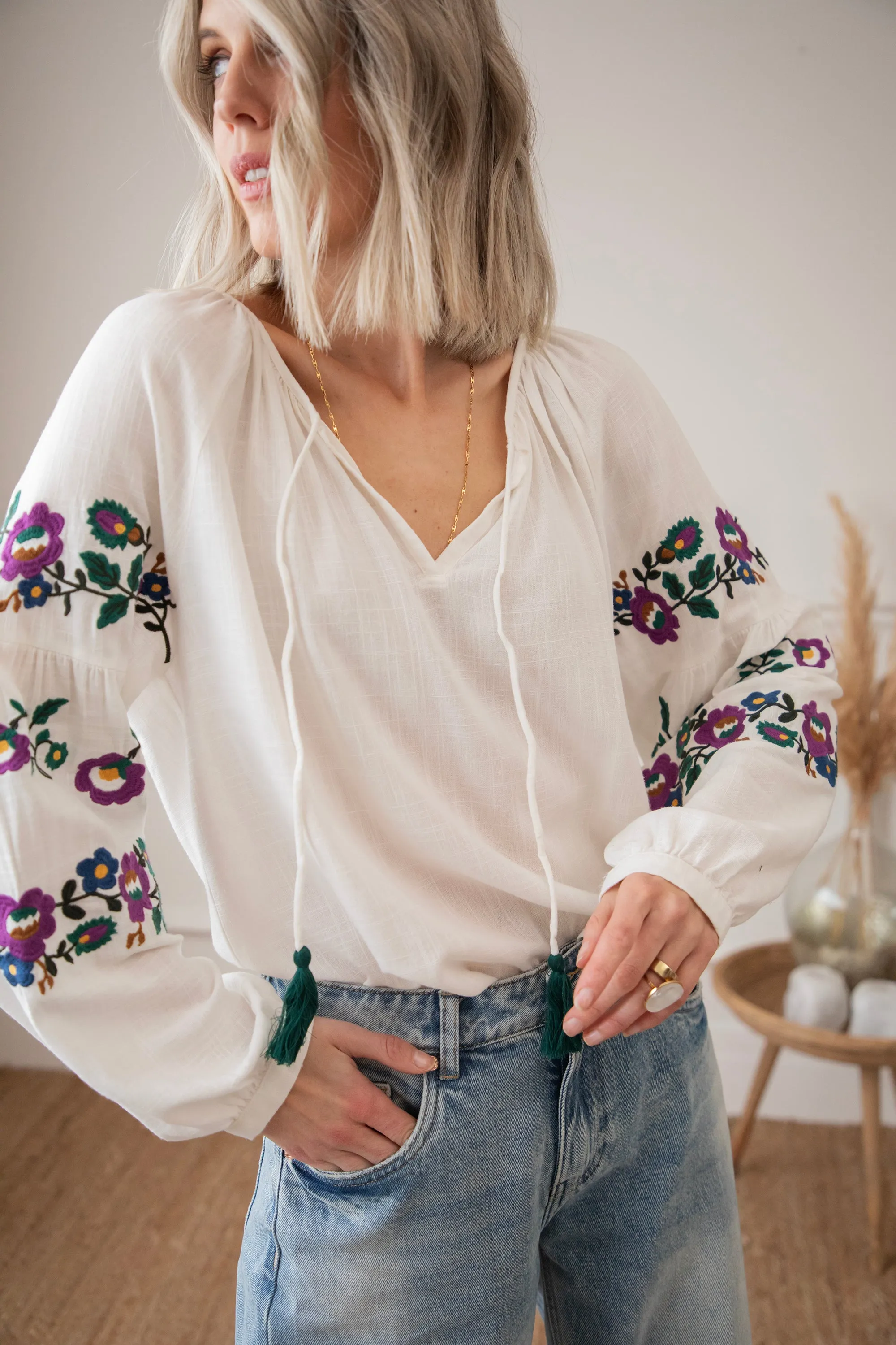 Sleeves Are Blooming White - Blouse