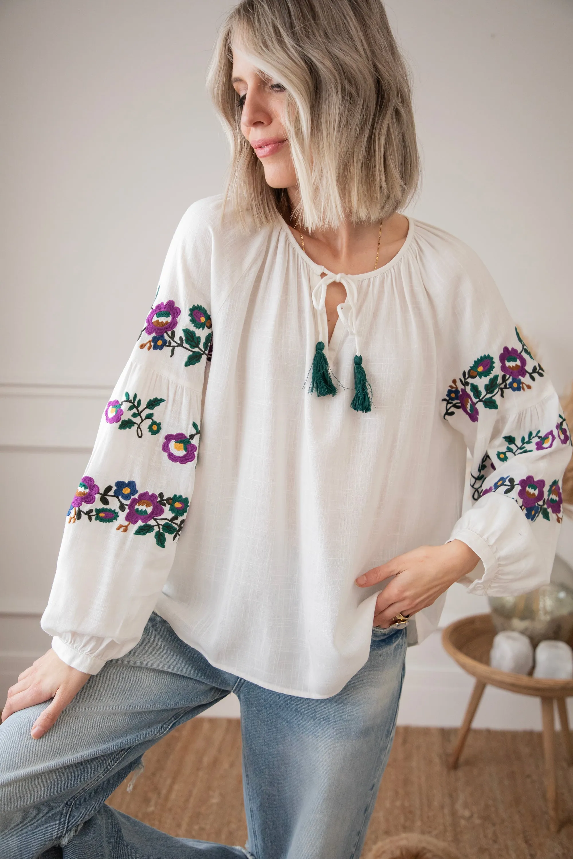 Sleeves Are Blooming White - Blouse
