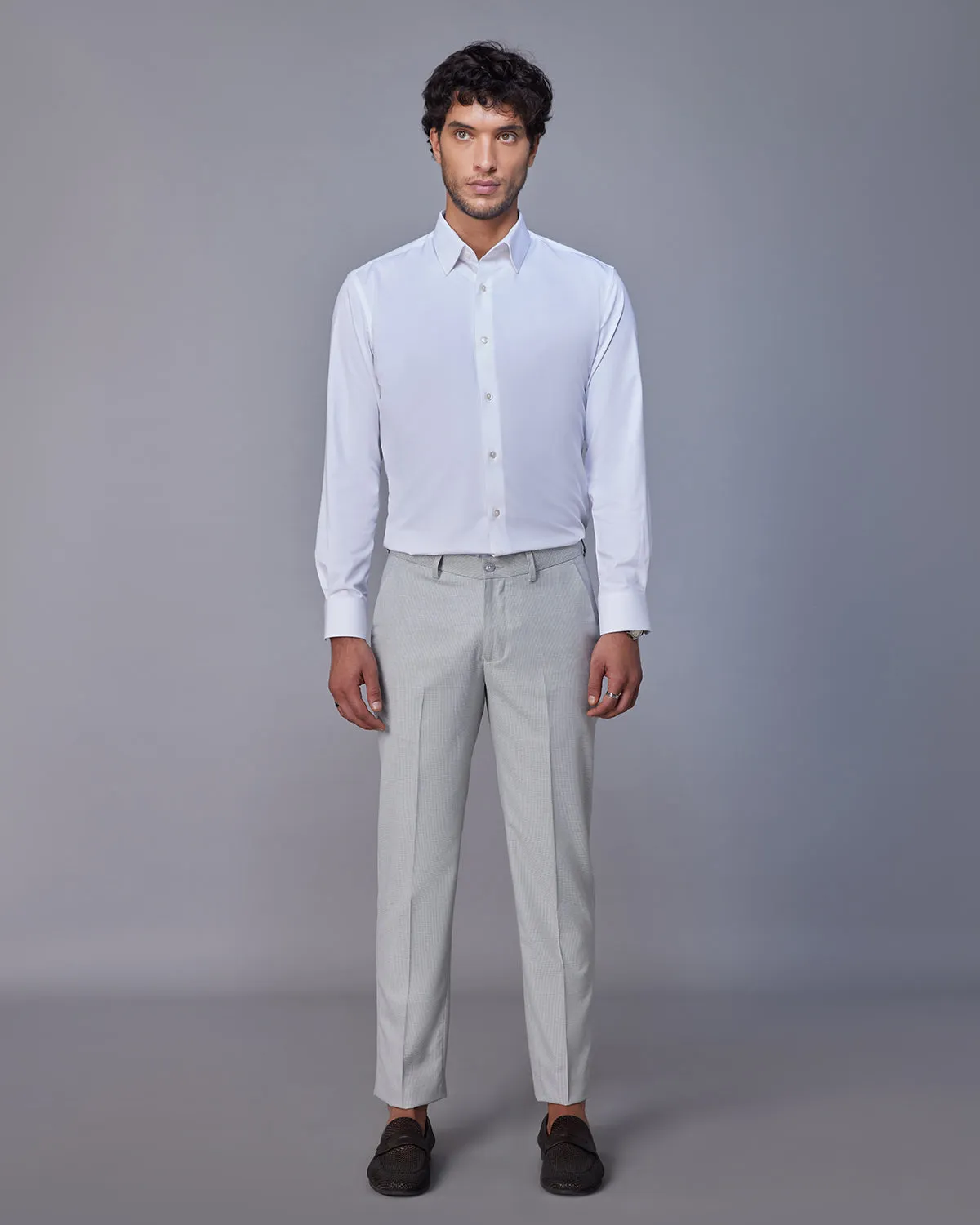Splendour Houndstooth Dress Pants - Light Grey
