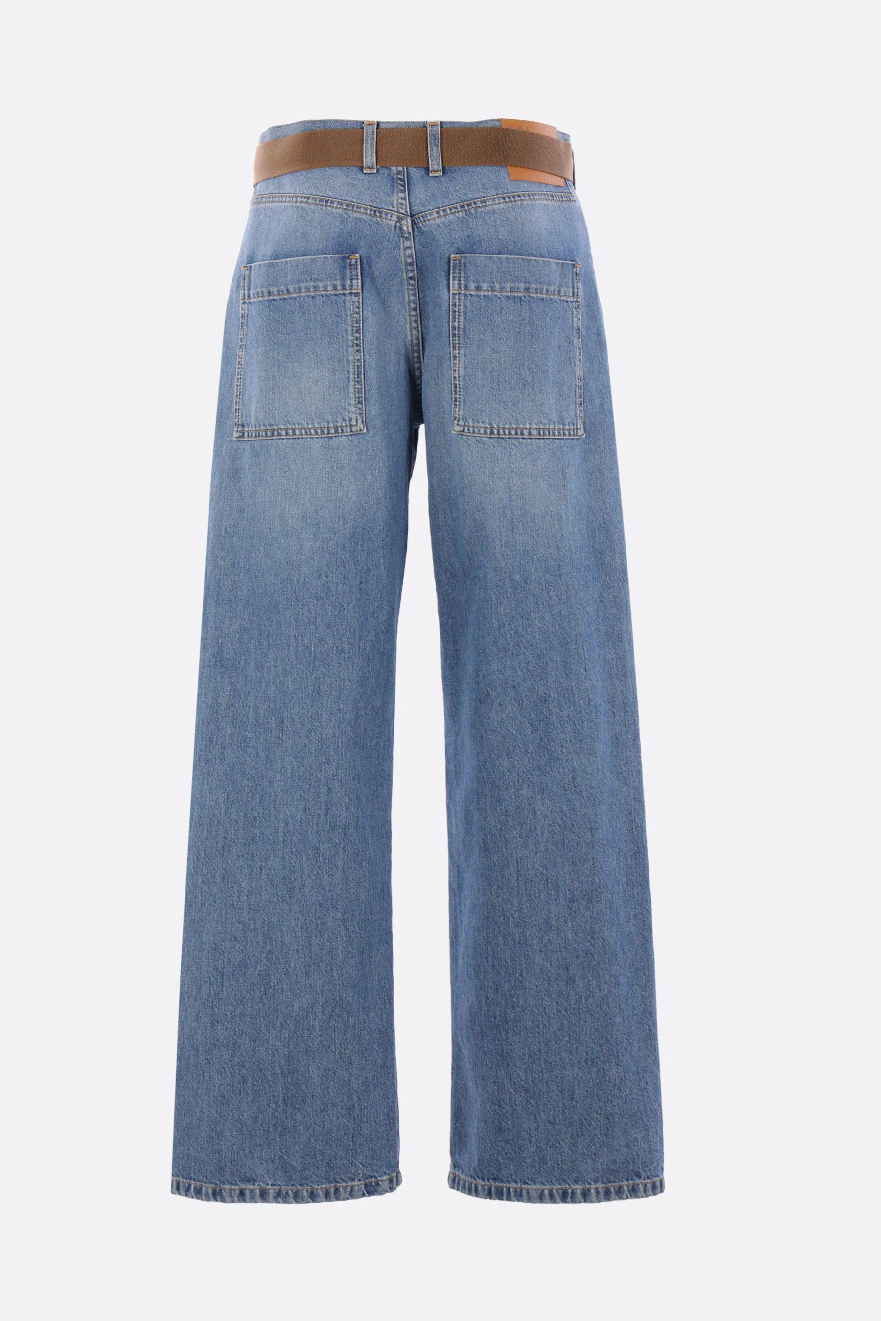 straight-leg jeans in denim with belt