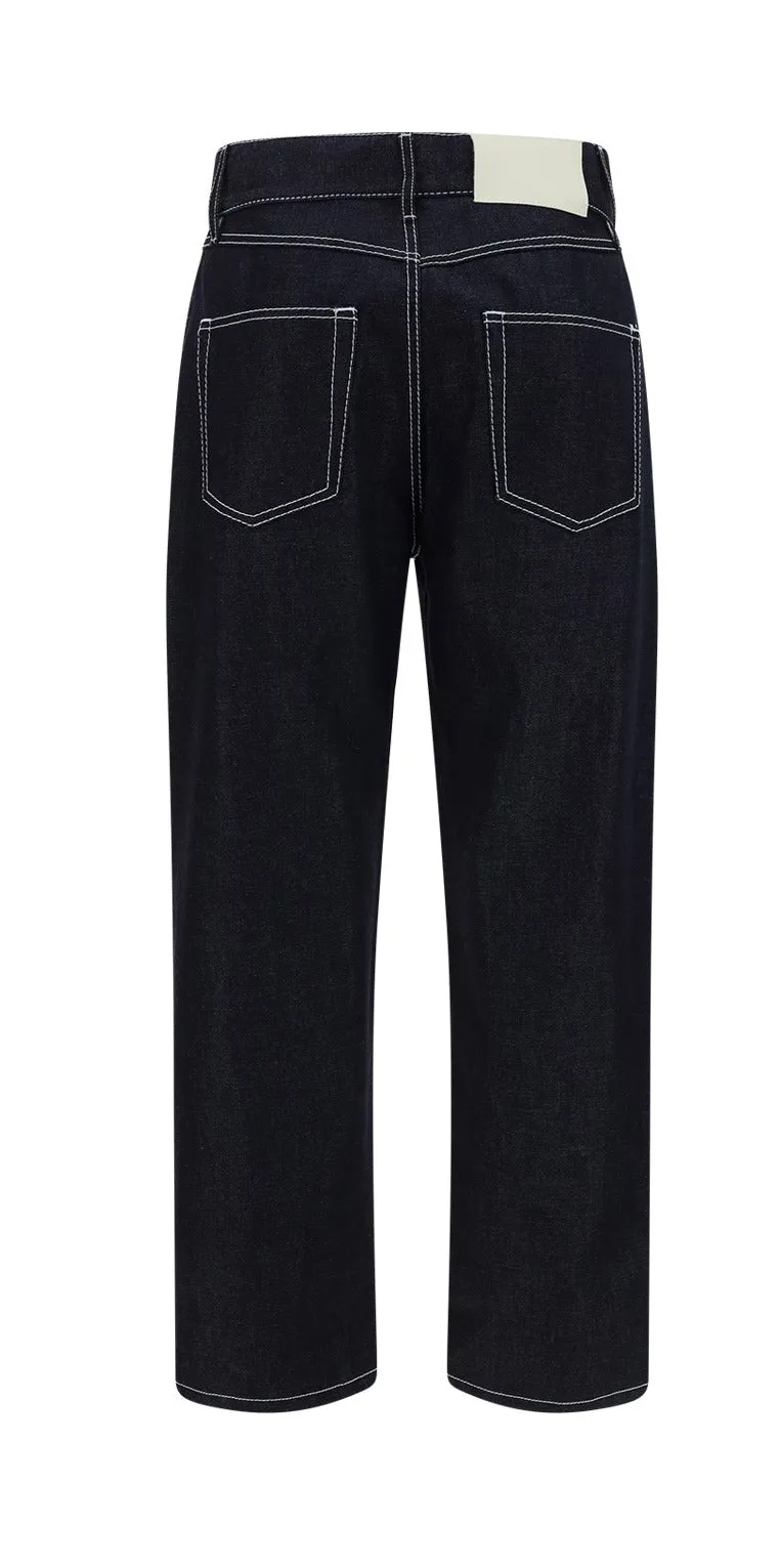 Sunnei Straight Leg Logo Patch Jeans
