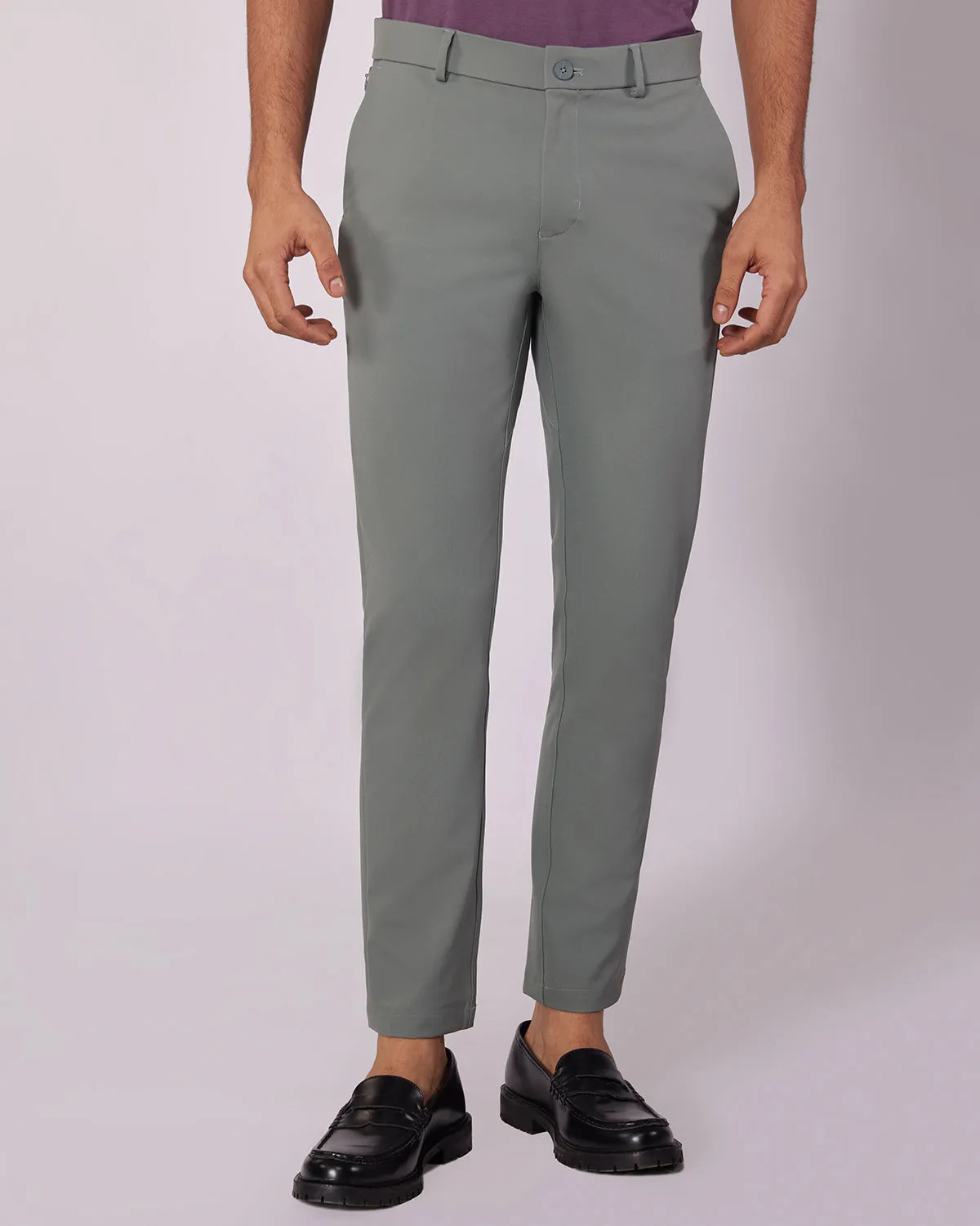 Tailored 4-Way Stretch Nylon Smart Pants - Green