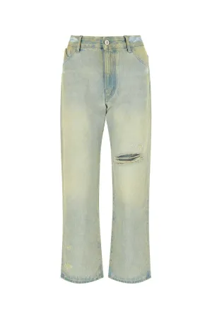 The Attico Distressed Wide-Leg Jeans