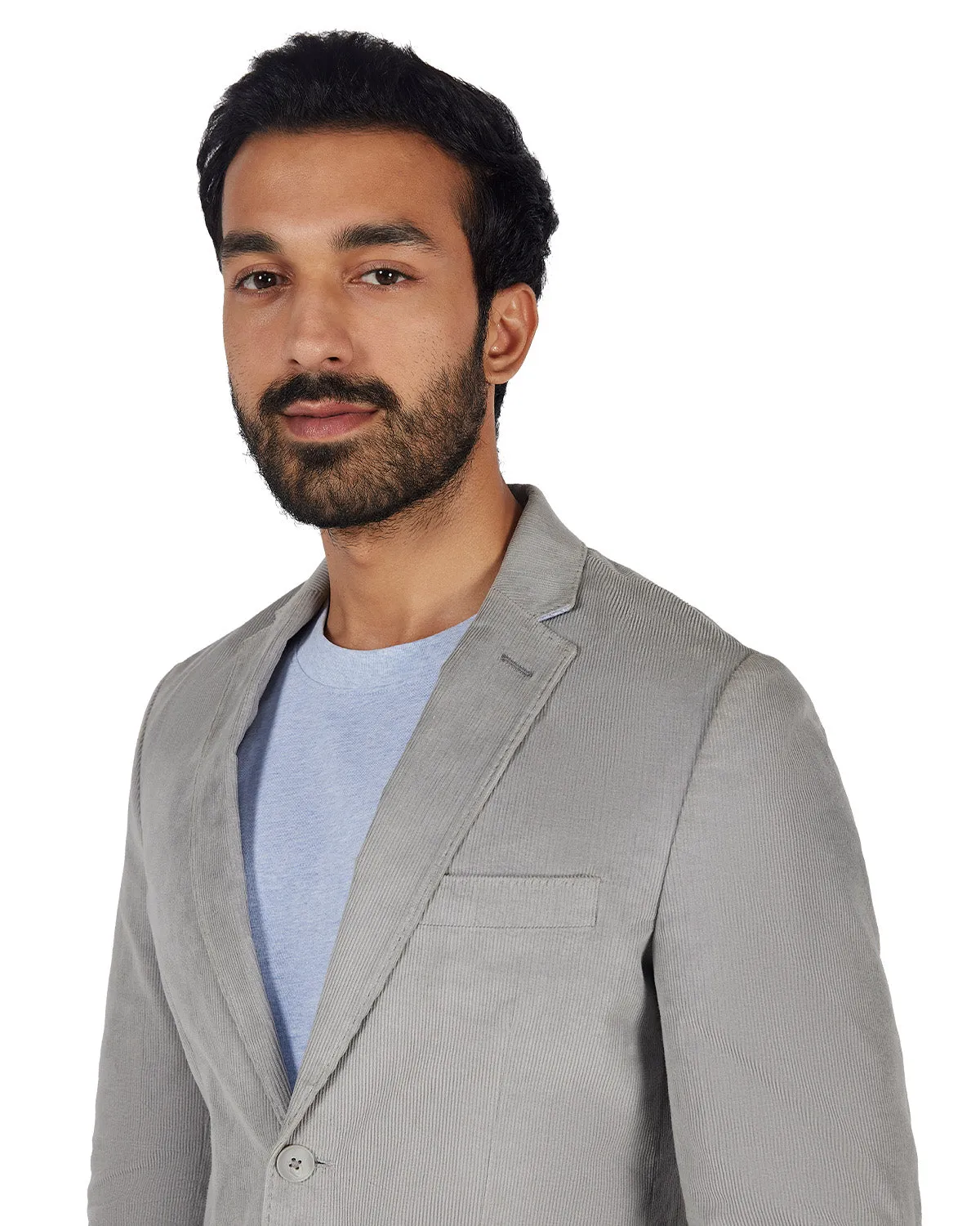 The Belgravia Stretch Corduroy Blazer - Light Grey