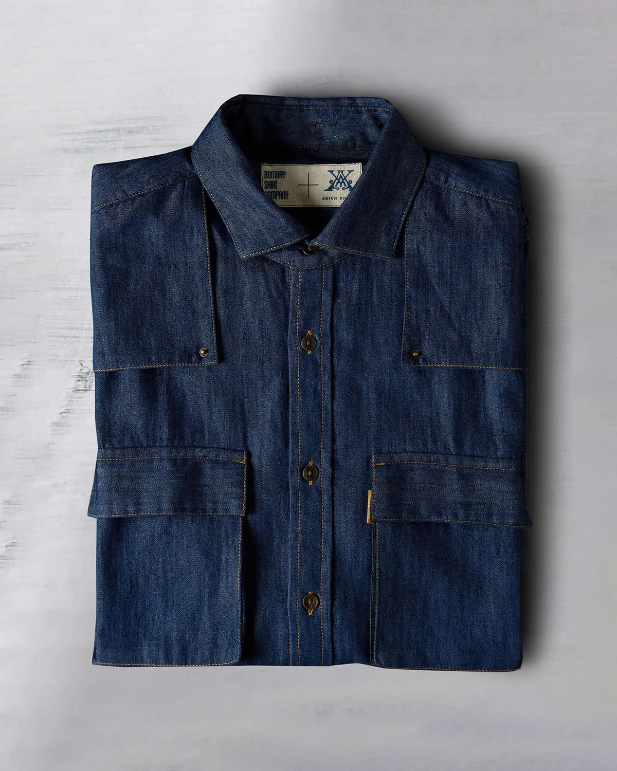 The Double Flapper Full Sleeve Shirt - Dark Blue