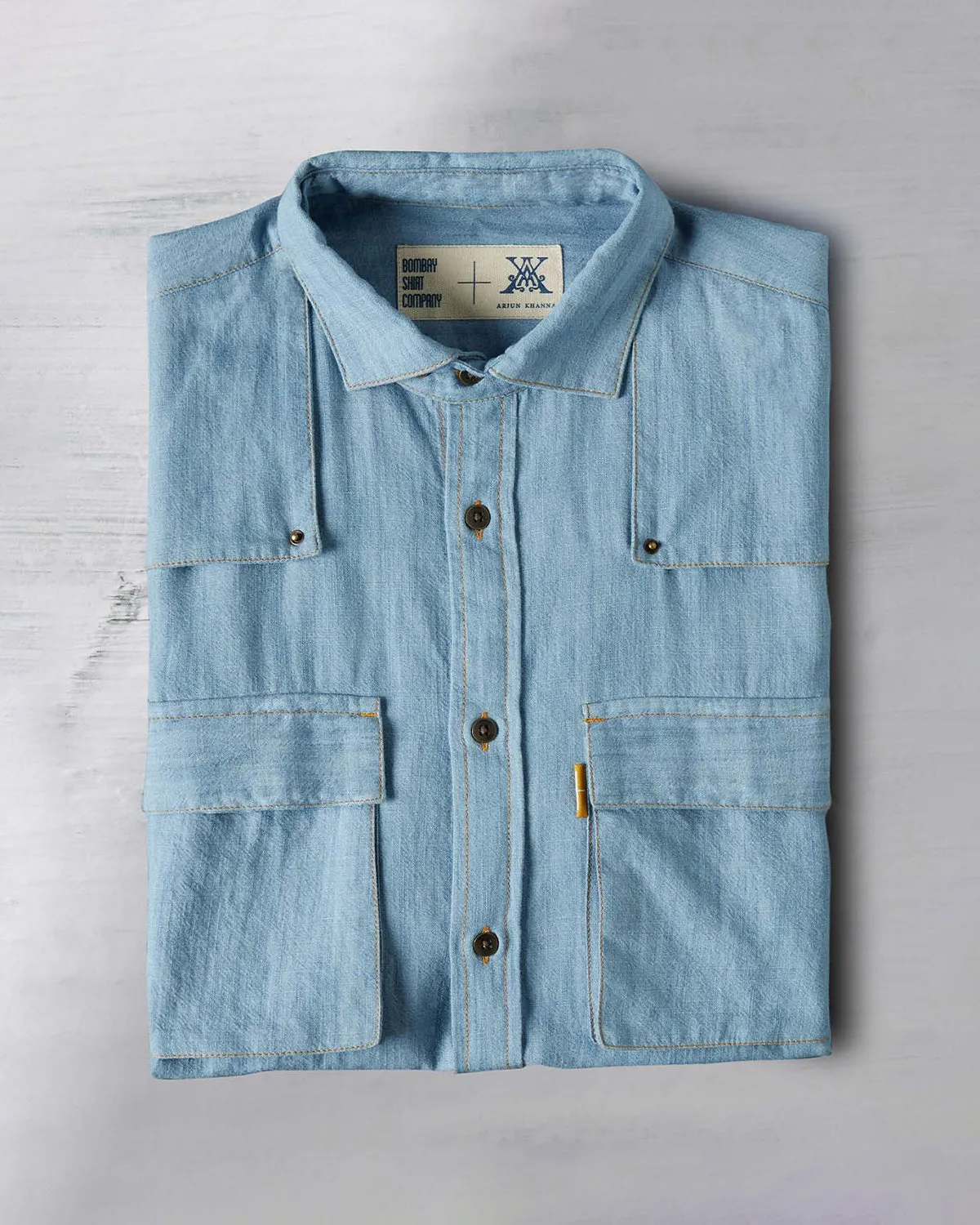 The Double Flapper Full Sleeve Shirt - Light Blue