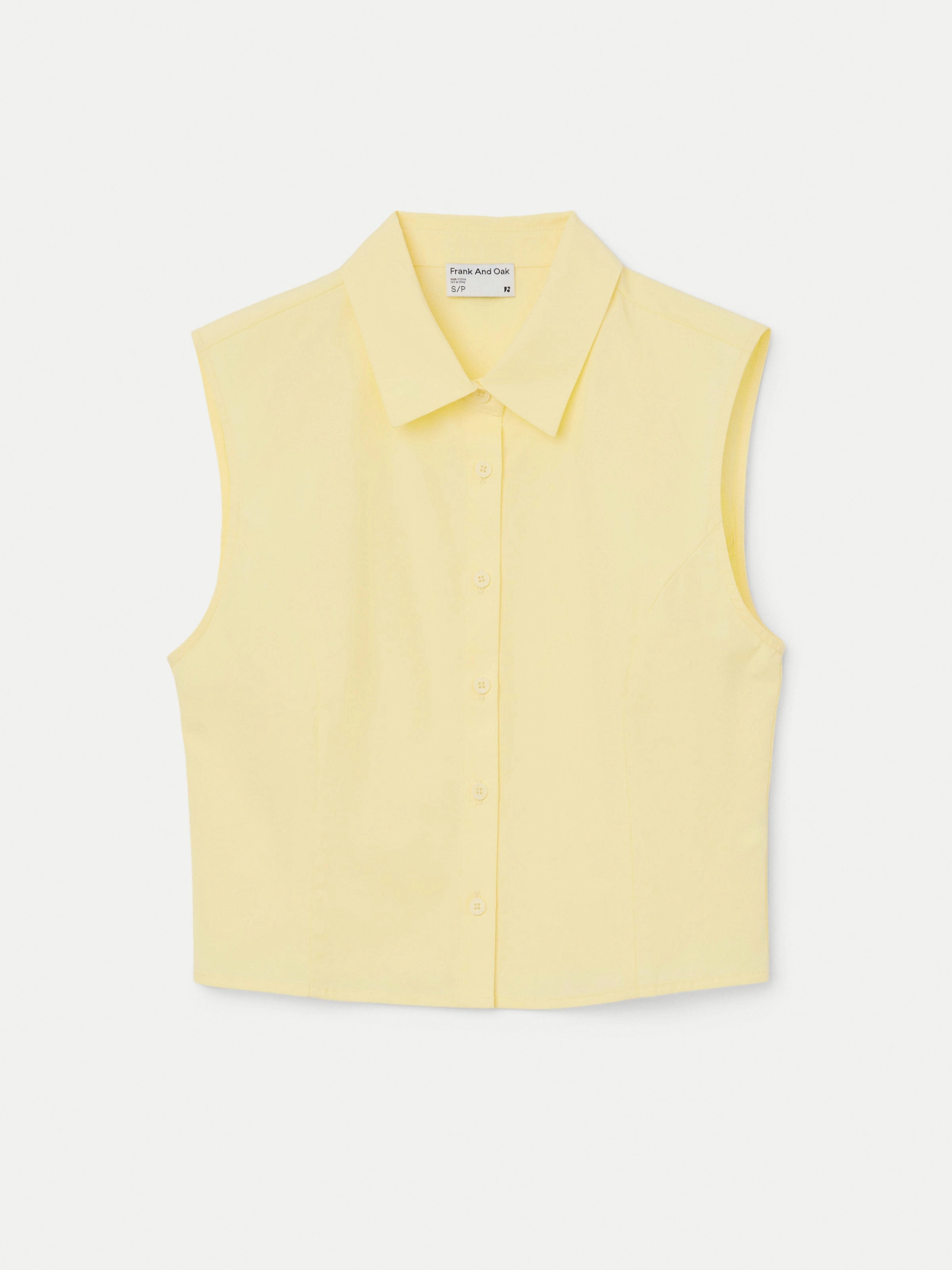 The Sleeveless Crisp Poplin Shirt in Pastel Yellow