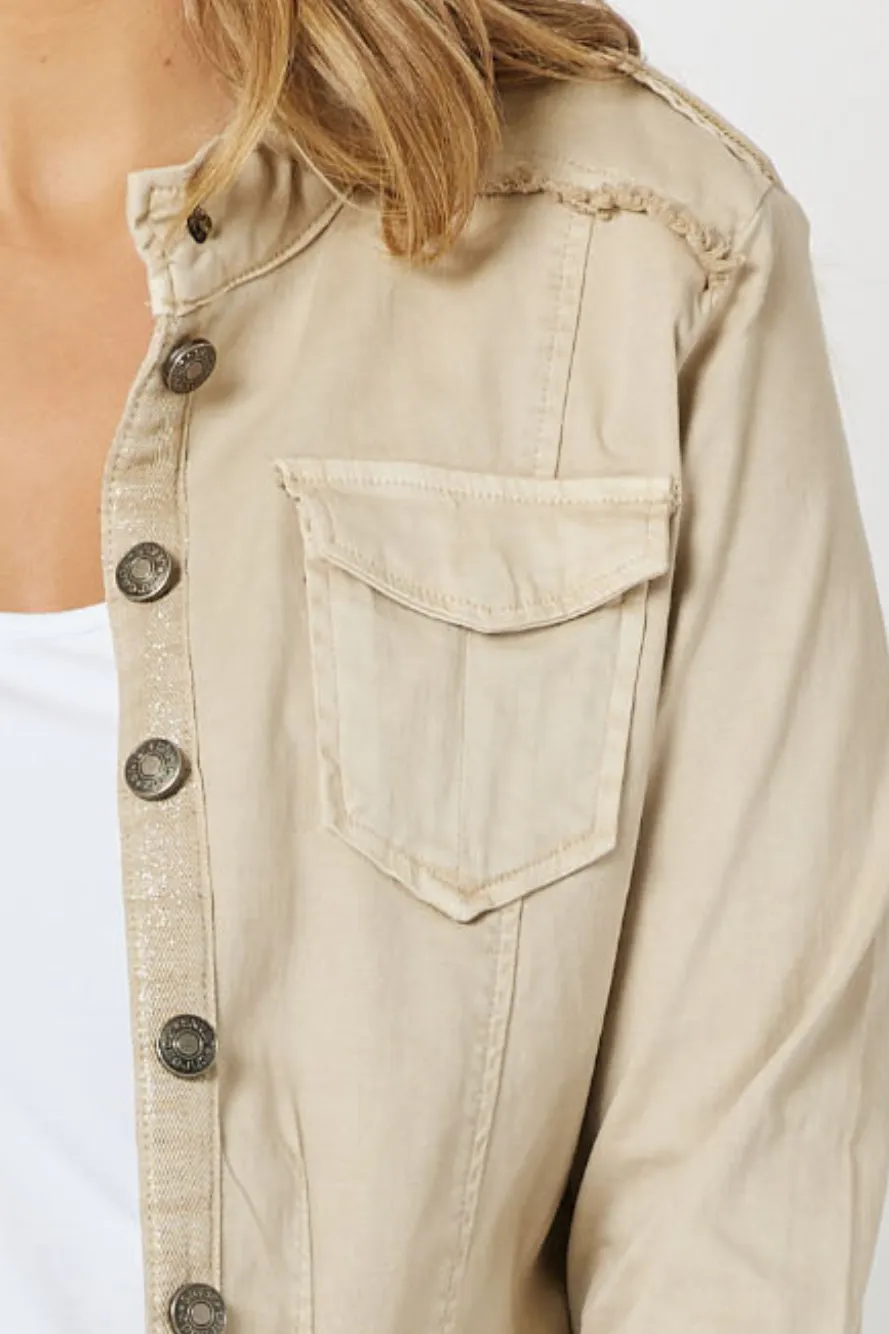 Threadz Military Denim Jacket Natural