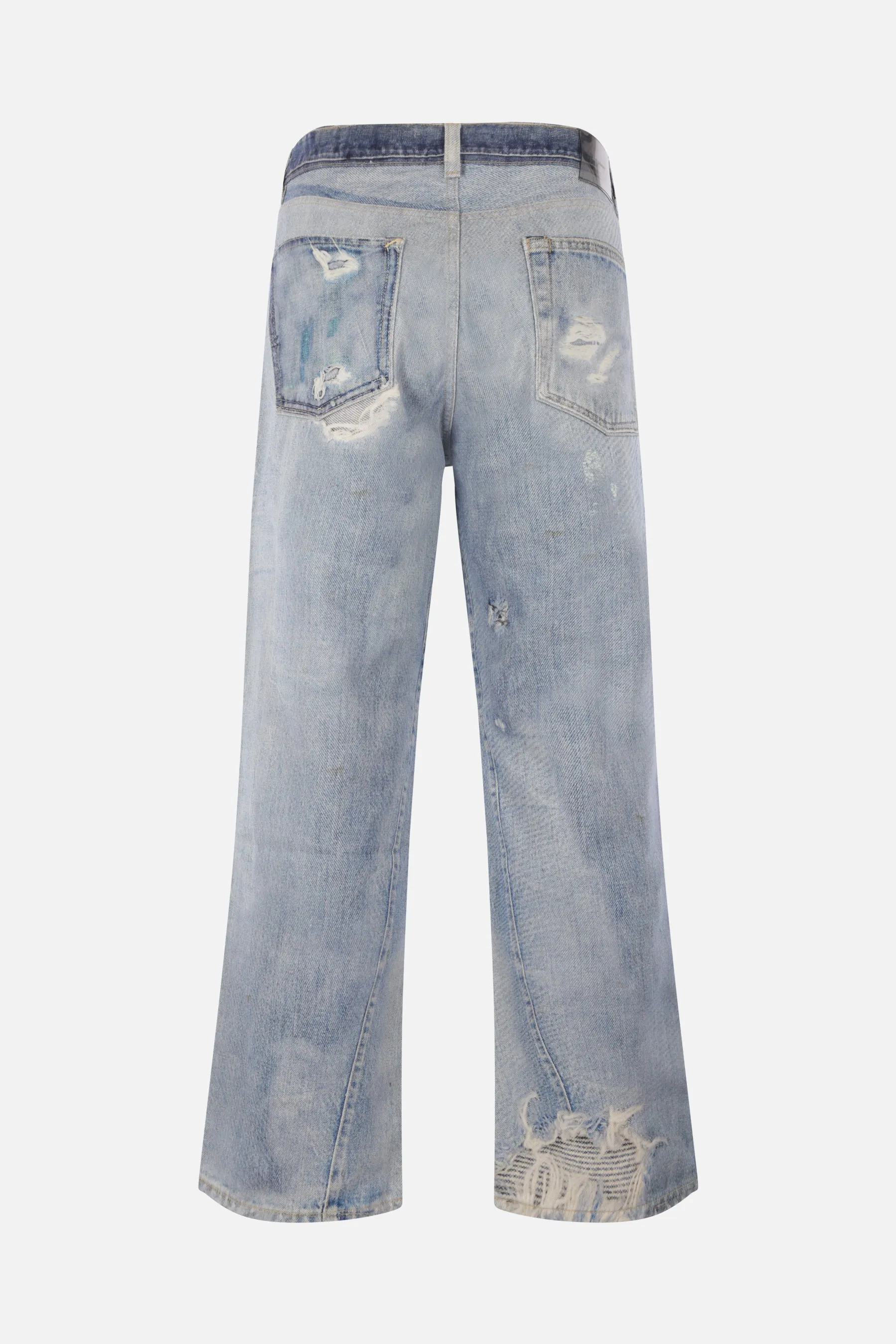 trompe l'oeil print denim oversize jeans