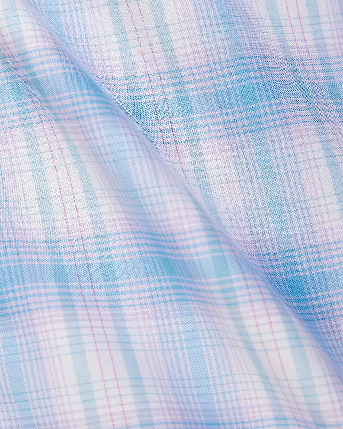 Twill Checked Shirt - Light Blue & Pink