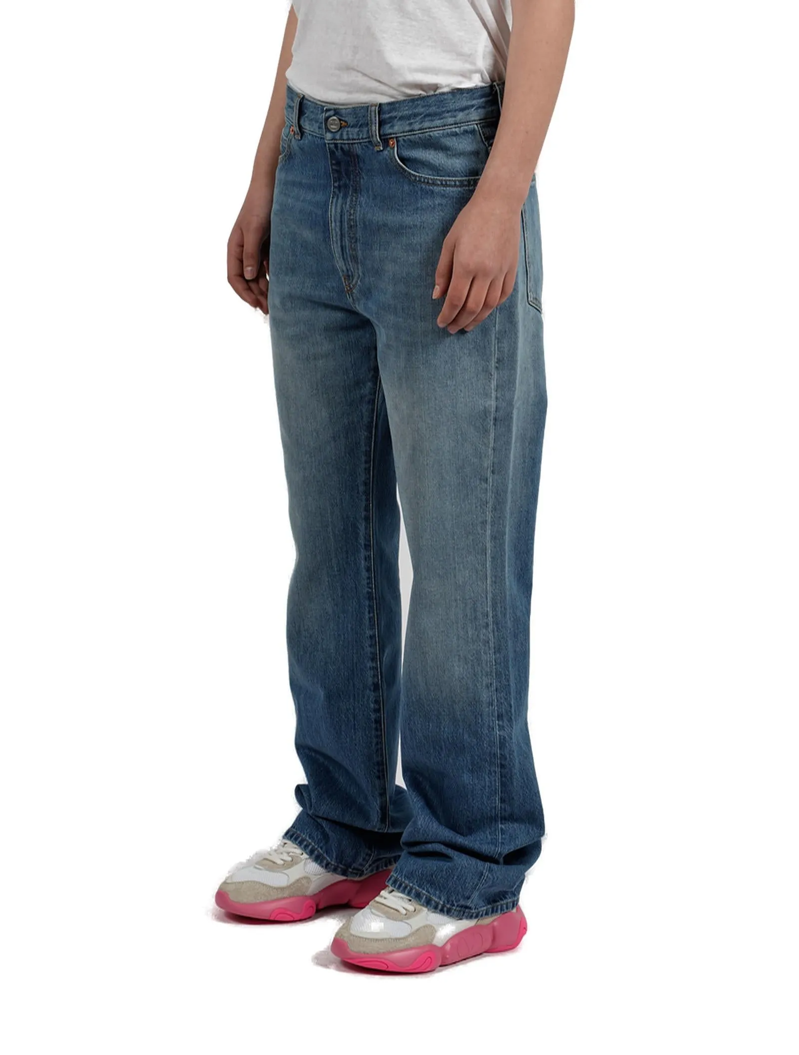Valentino Button Detailed Straight Leg Jeans