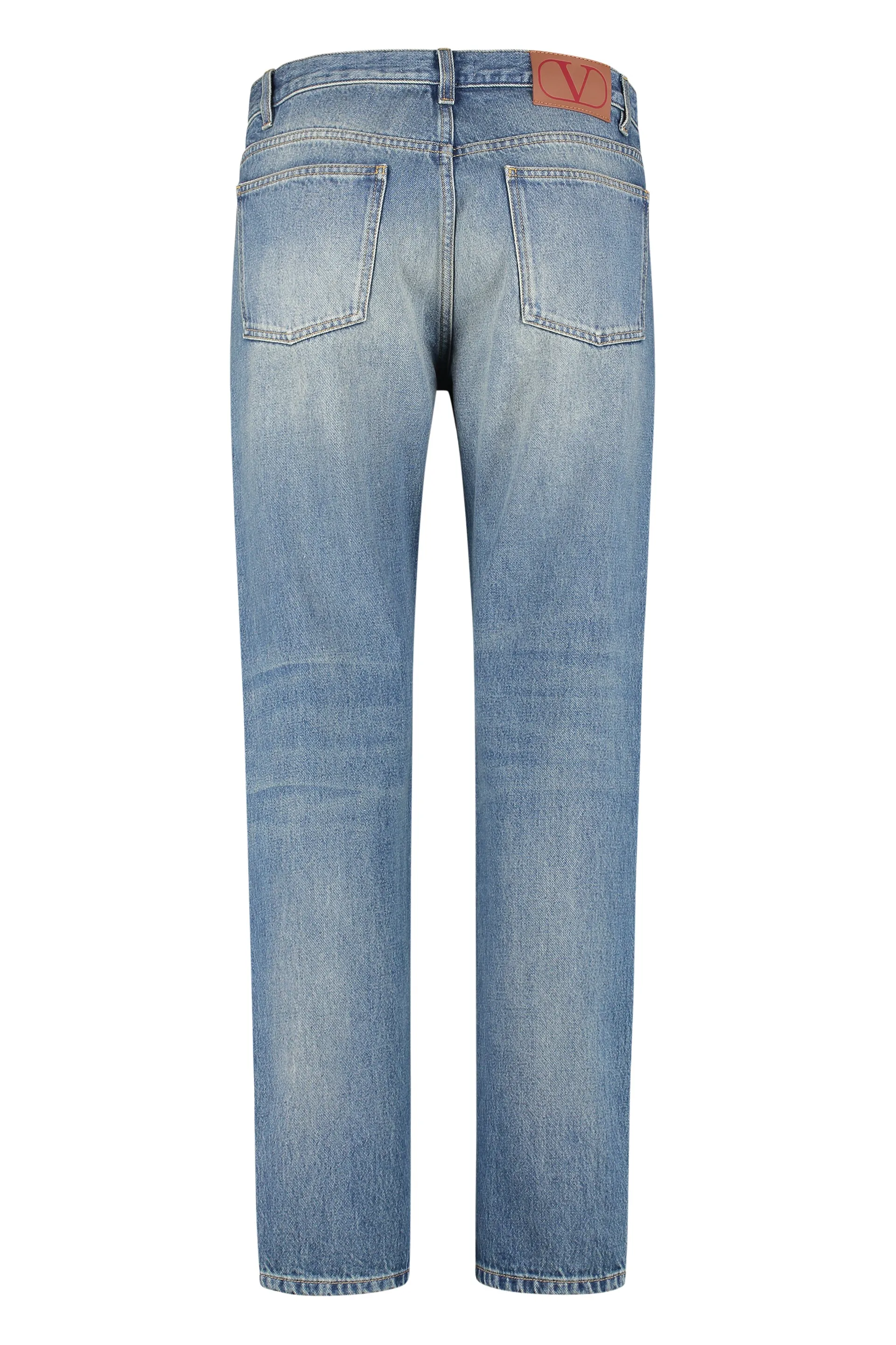 Valentino Logo Patch Straight Leg Jeans