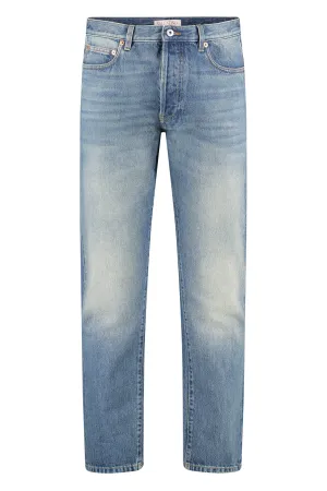 Valentino Logo Patch Straight Leg Jeans
