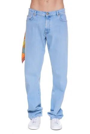 Versace Scarf Detailed Wide-Leg Jeans