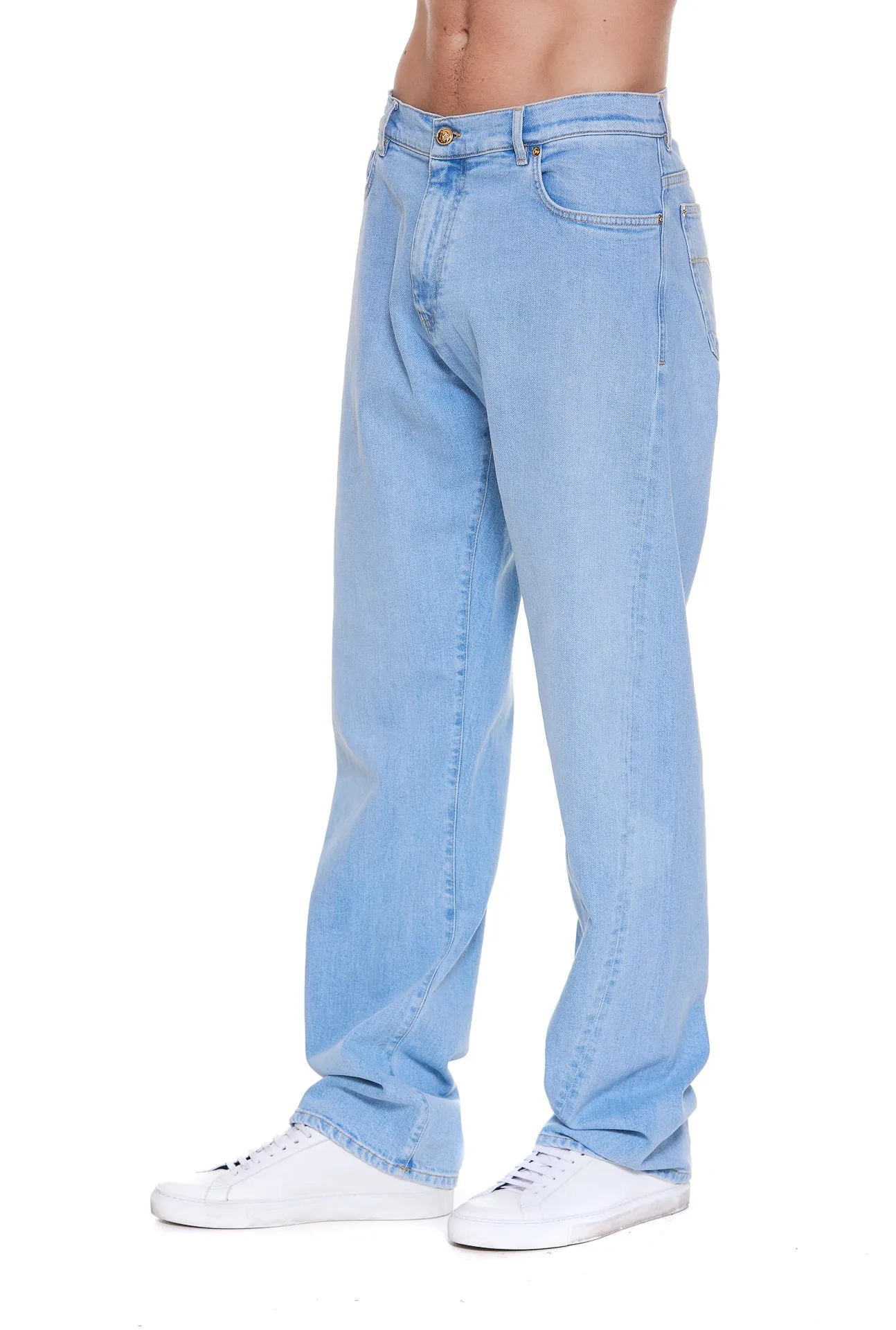 Versace Scarf Detailed Wide-Leg Jeans