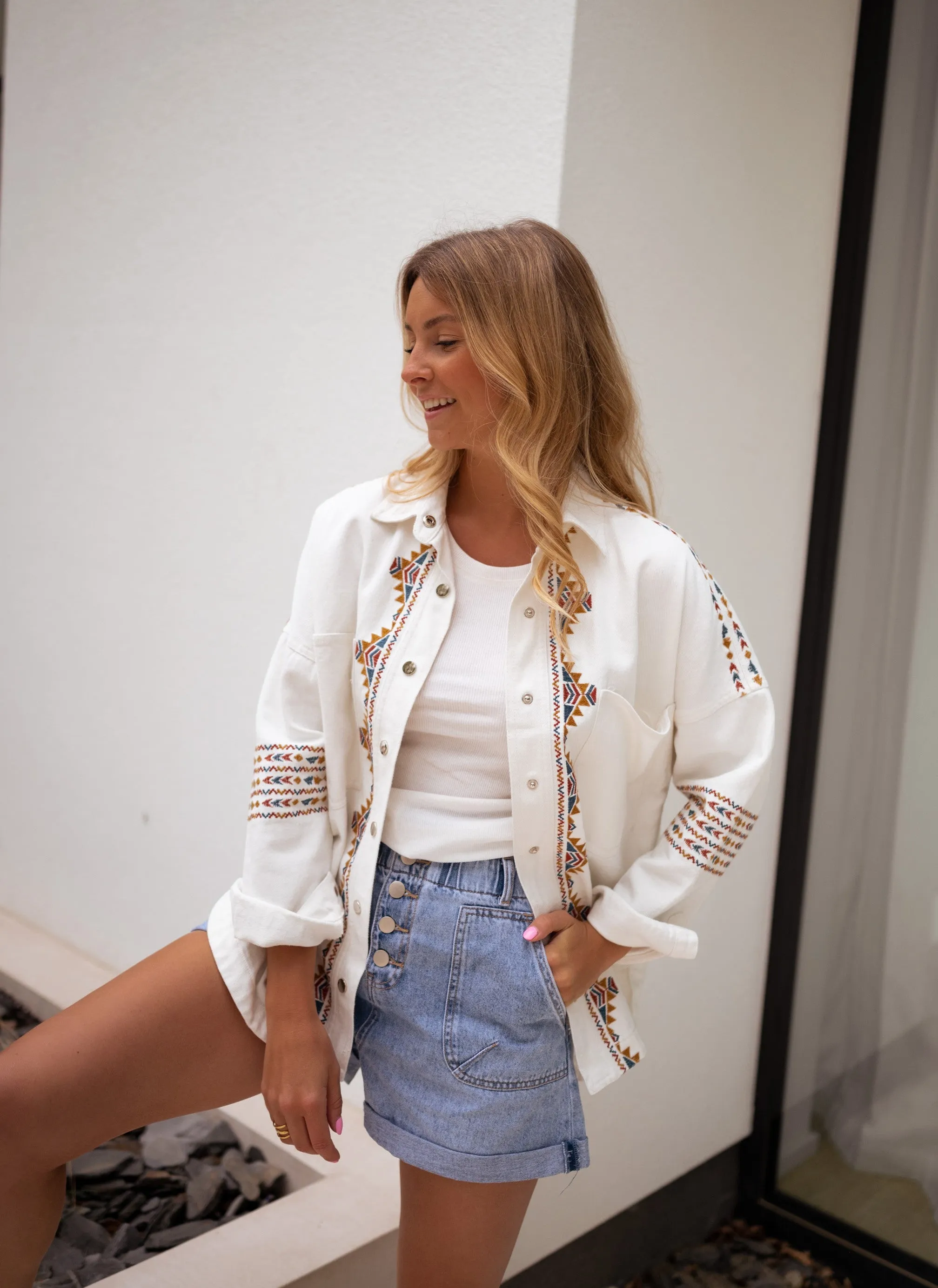 Veste Camy - écrue à motifs