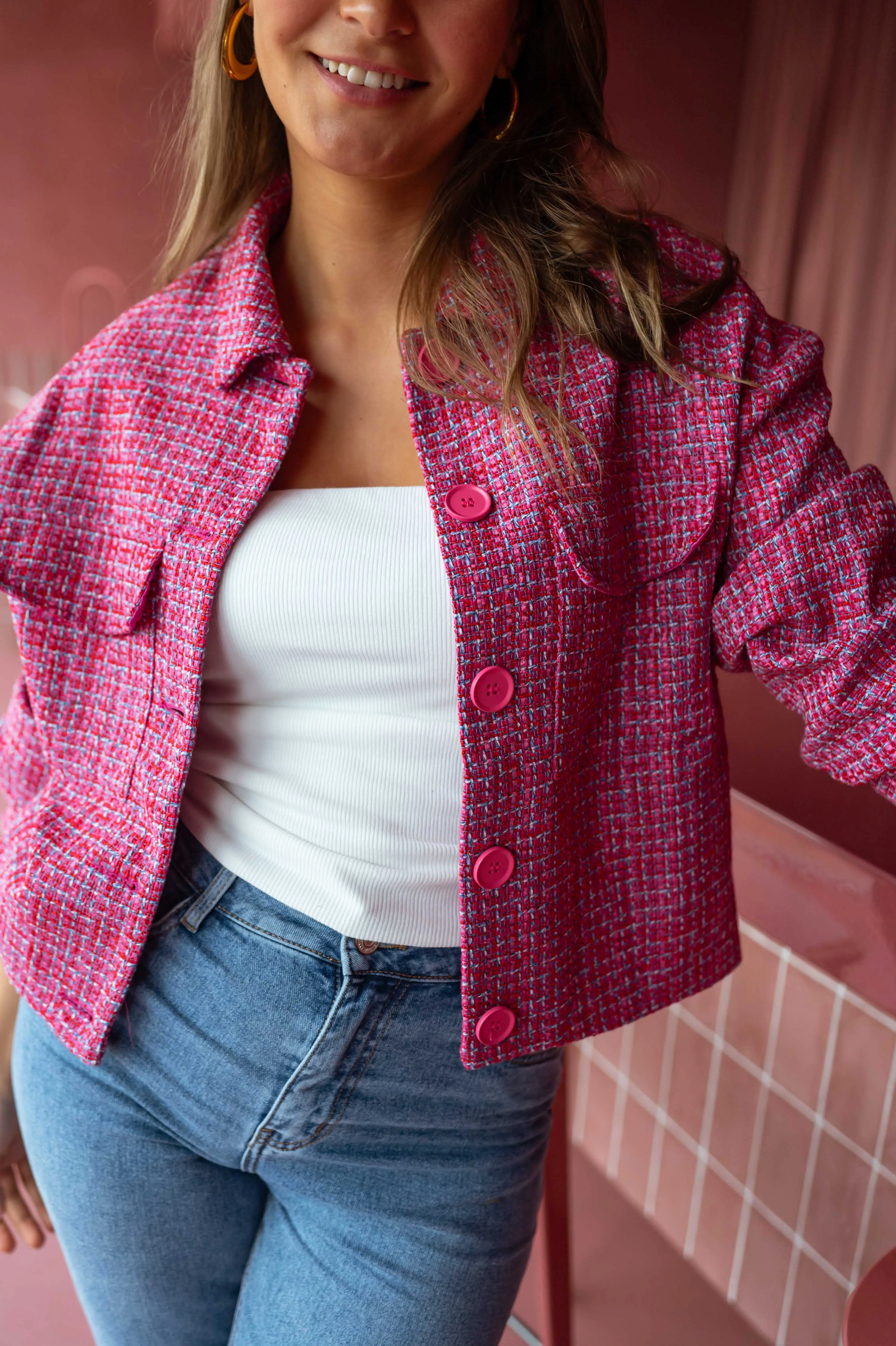 Veste Joao - en tweed rose