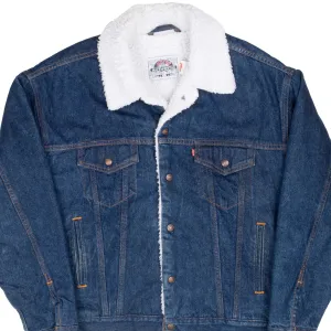 VINTAGE LEVIS SHERPA TRIUMPH PATCH TRUCKER DENIM JACKET 1990S LARGE