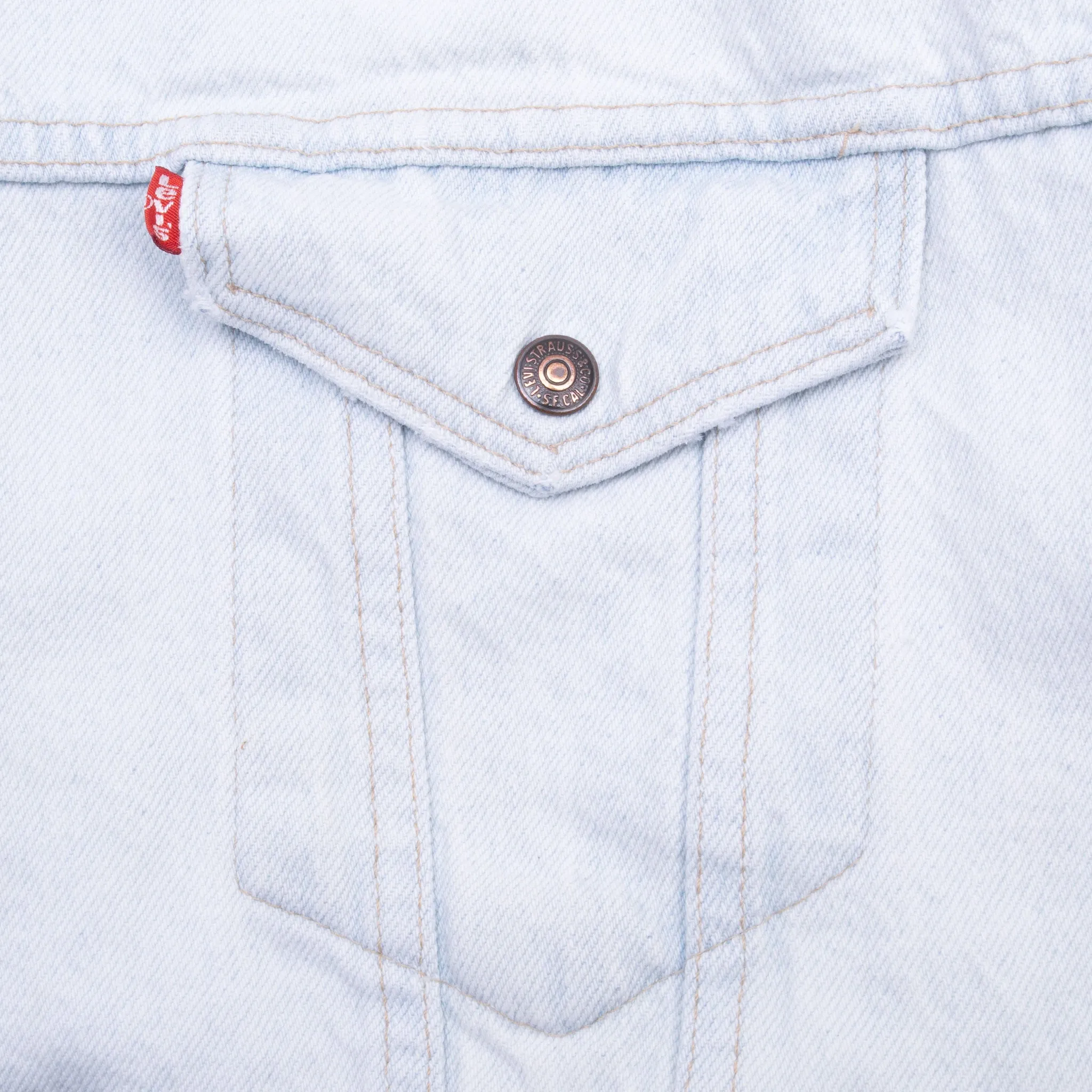 VINTAGE LEVIS SHERPA TRUCKER BLUE LIGHT WASH DENIM JACKET 1980S XL MADE IN USA