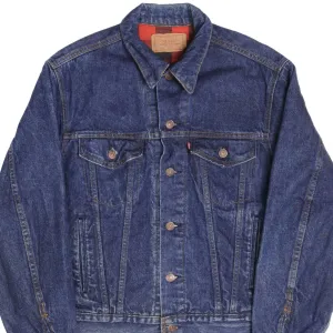 VINTAGE LEVIS TYPE 3 PLAID LINED DENIM JACKET 4 POCKETS 1980S SZE 42 MADE USA