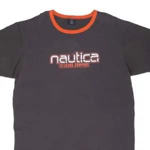VINTAGE NAUTICA JEANS DARK GREY RINGER TEE SHIRT 2000S XL
