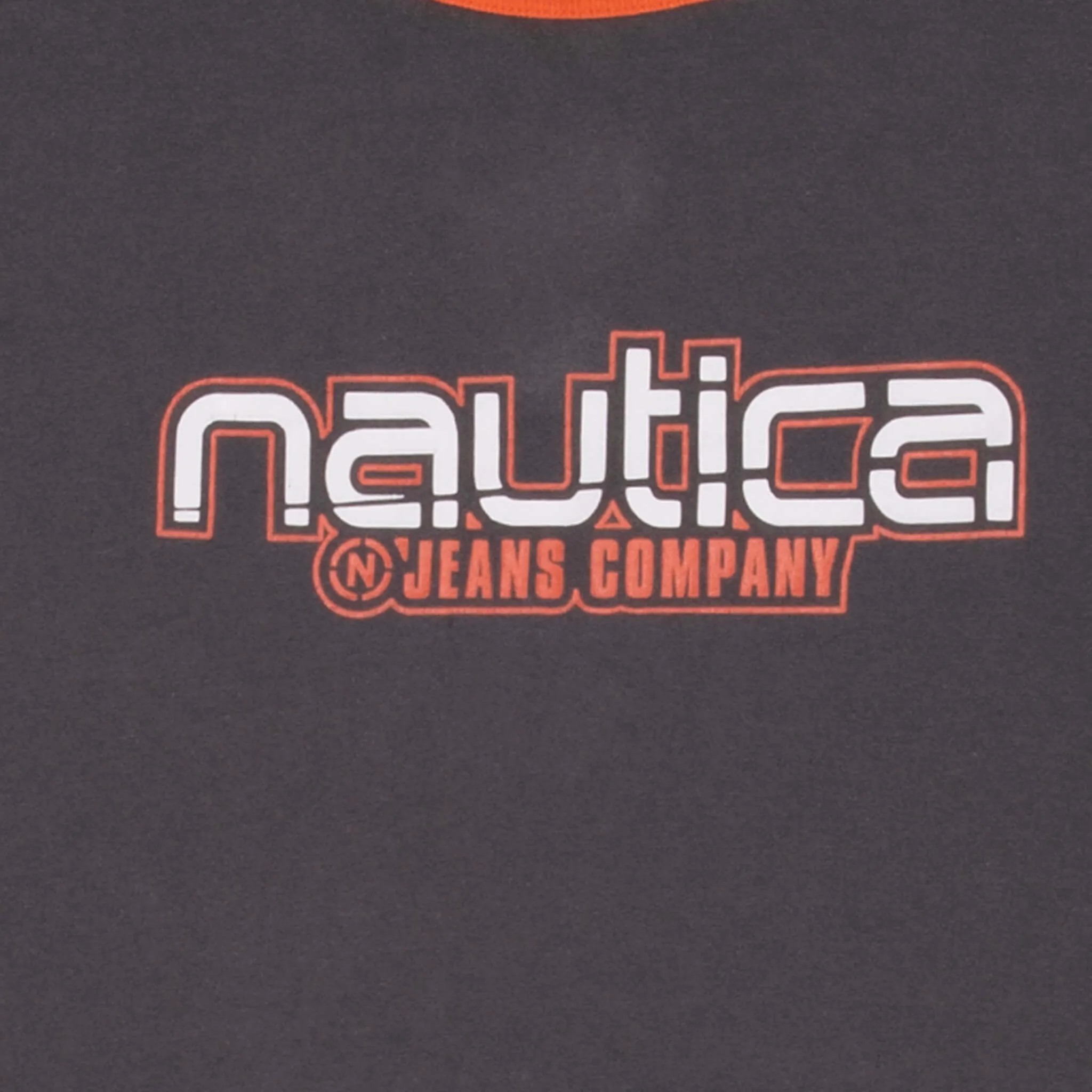 VINTAGE NAUTICA JEANS DARK GREY RINGER TEE SHIRT 2000S XL