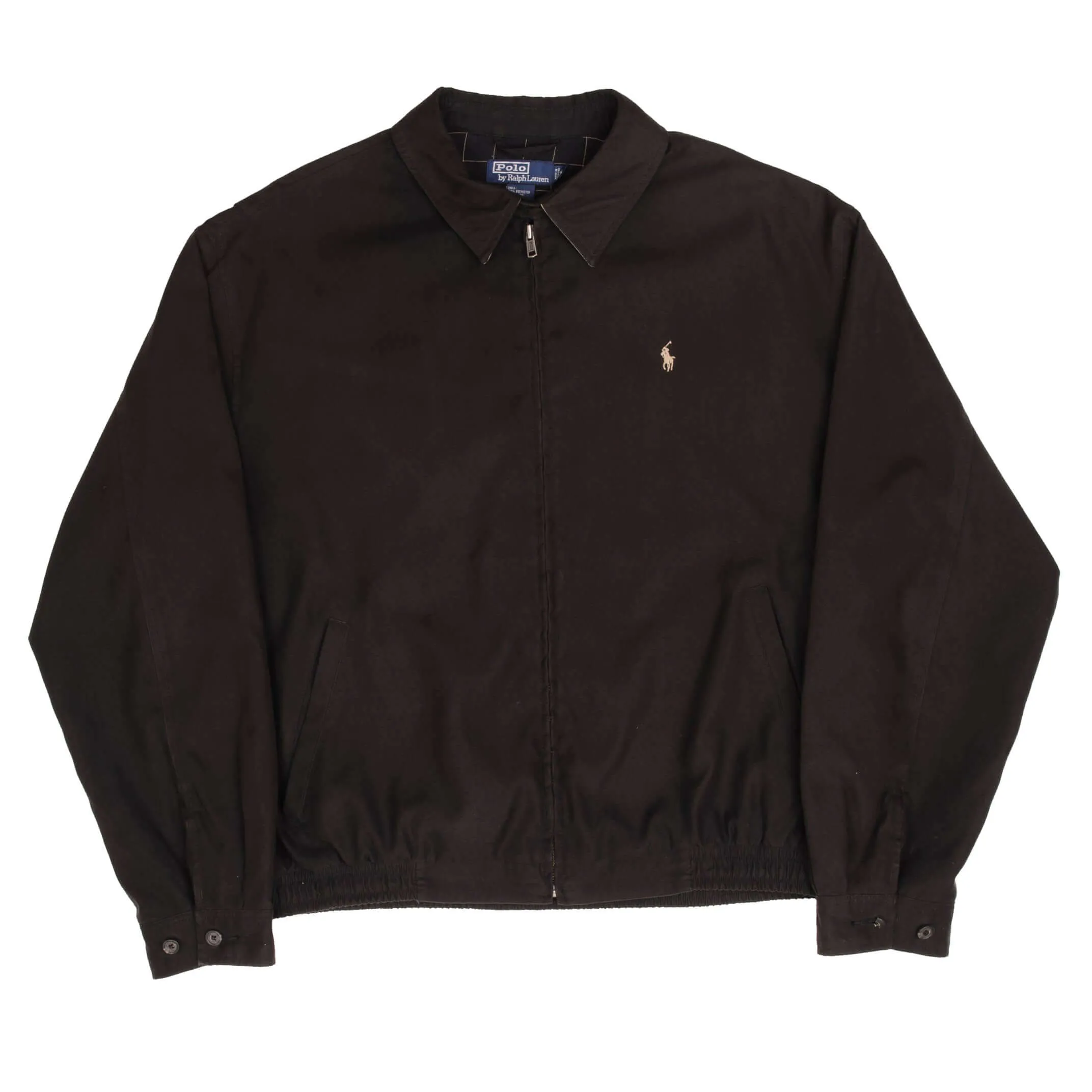 VINTAGE POLO RALPH LAUREN BLACK HARRINGTON GOLF JACKET 1990S SIZE XL