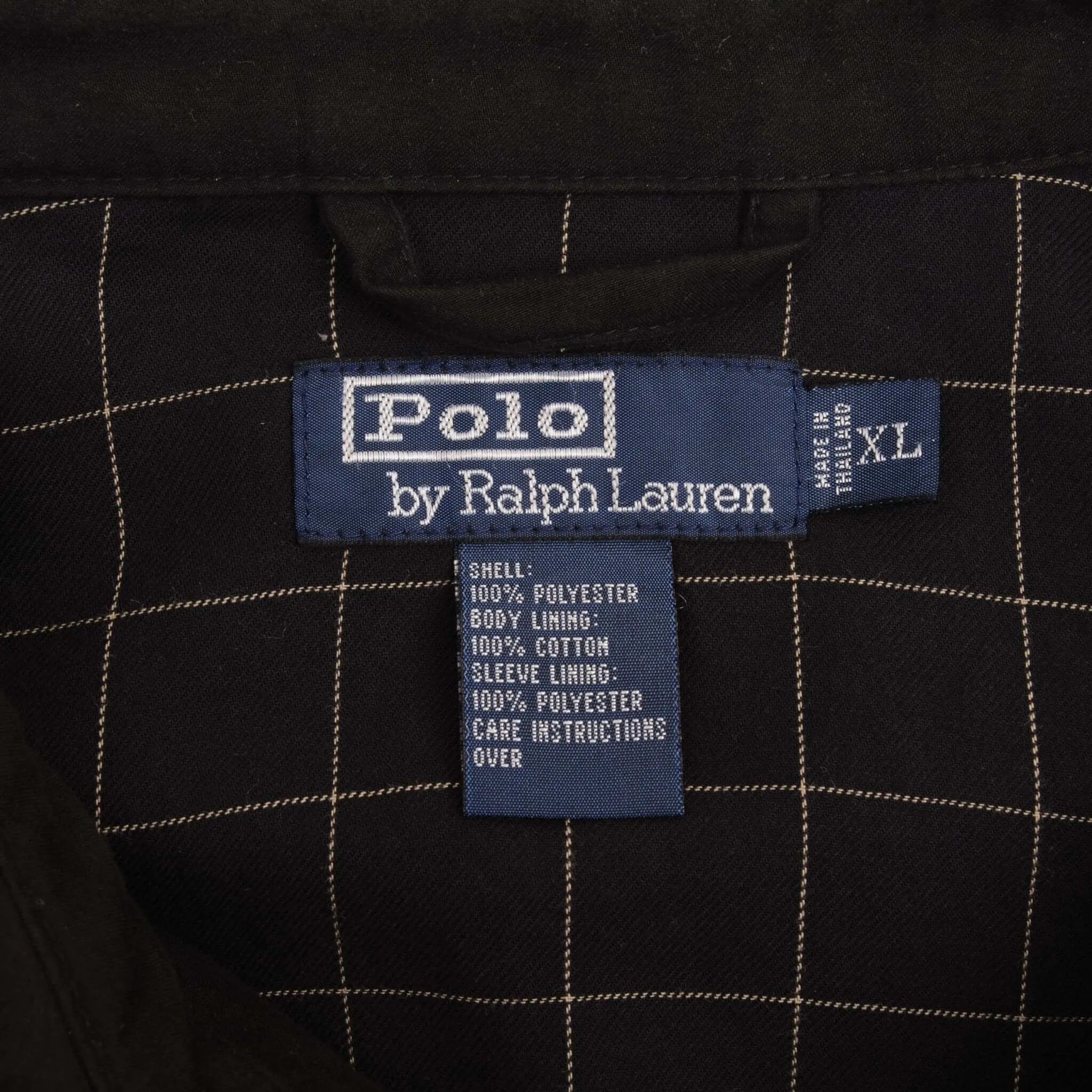 VINTAGE POLO RALPH LAUREN BLACK HARRINGTON GOLF JACKET 1990S SIZE XL