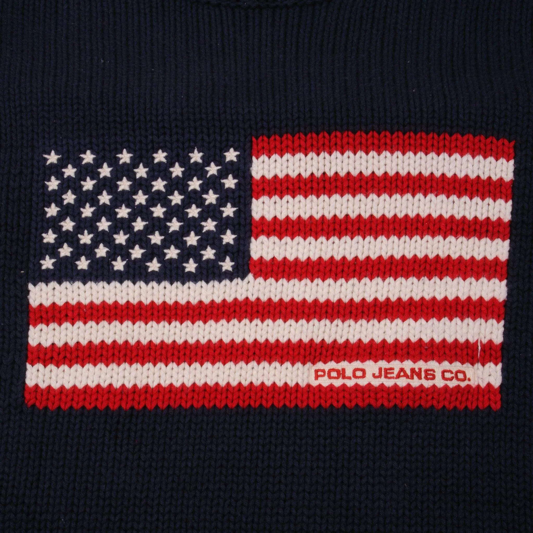 VINTAGE RALPH LAUREN USA FLAG KNIT 1990S SWEATSHIRT SIZE XL