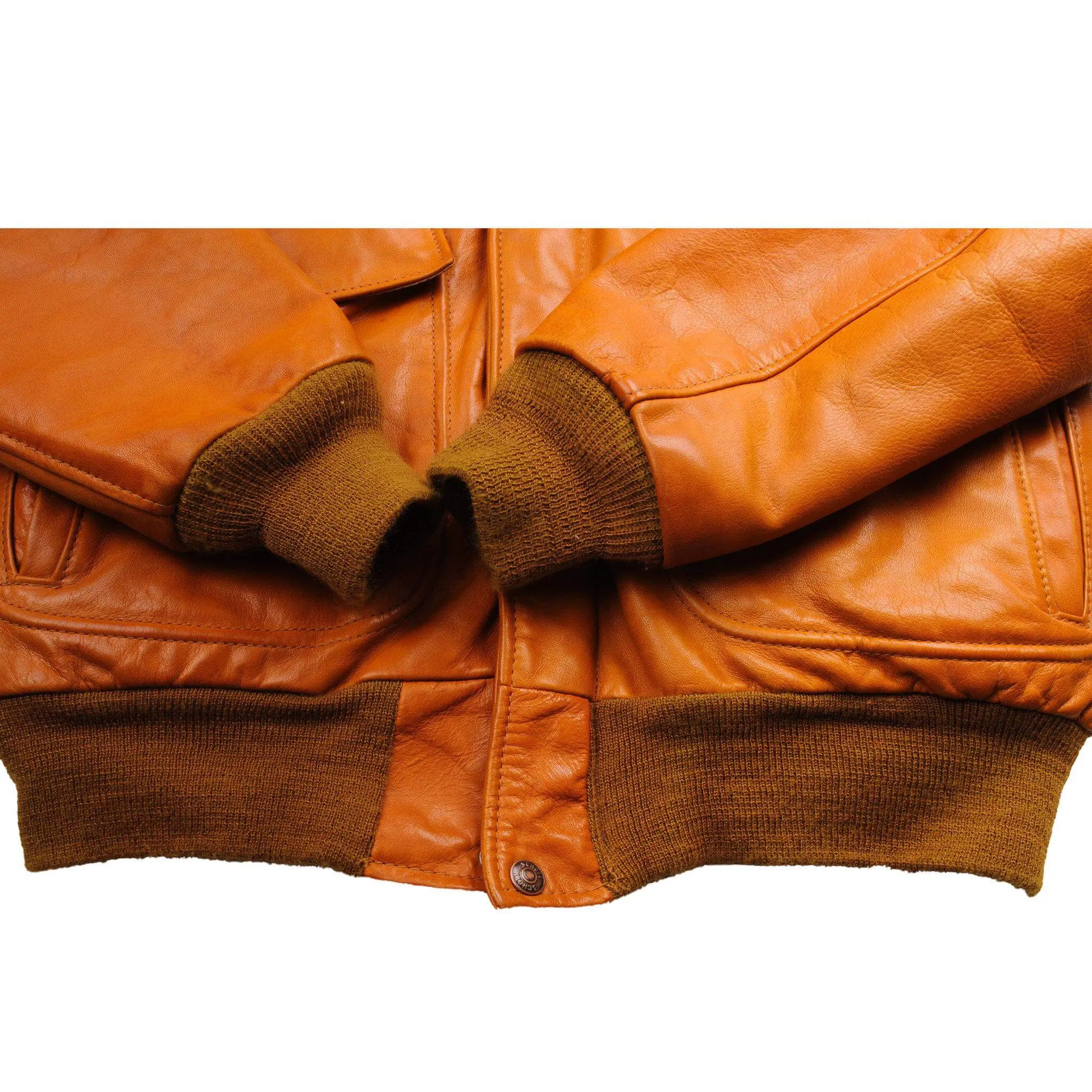 VINTAGE SCHOTT NYC BOMBER LEATHER JACKET 1970S 1980S SIZE 38 MADE IN USA