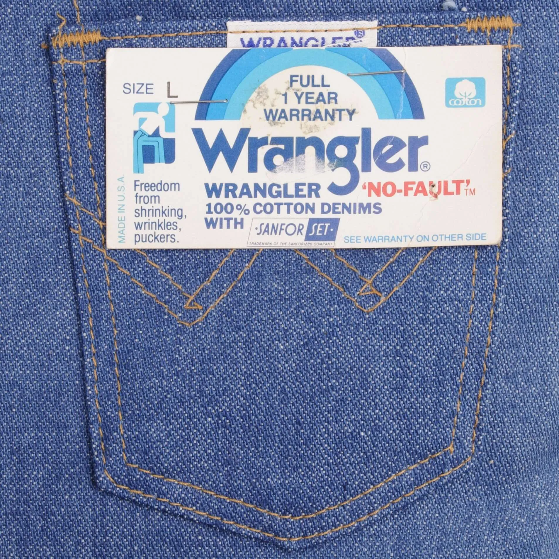 VINTAGE WRANGLER NO FAULT SHERPA DENIM VEST JACKET SMALL MADE USA 1980S NOS