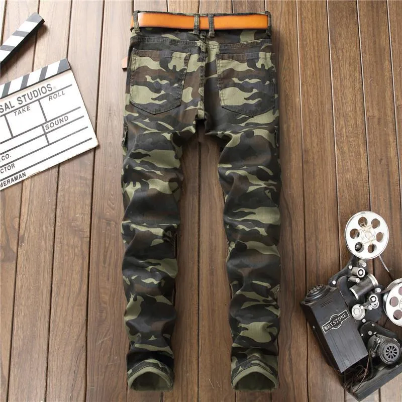 West Louis™ Camo Multi-Pocket Casual Jeans