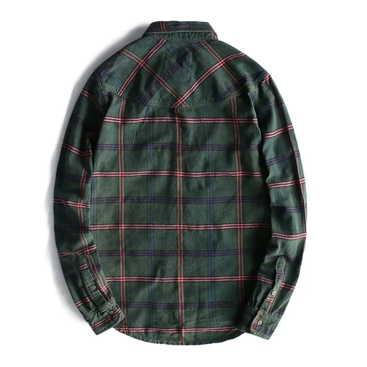 West Louis™ Plaid Washed Distressed Lapel Versatile Shirt