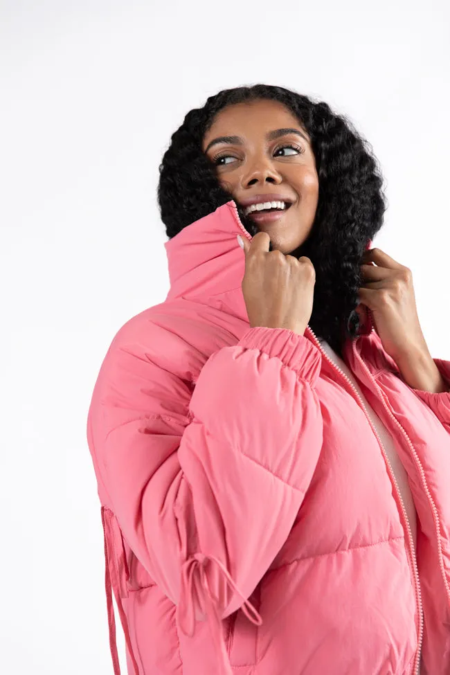 Where You'll Find Me Pink Bow Sleeve Puffer Jacket FINAL SALE