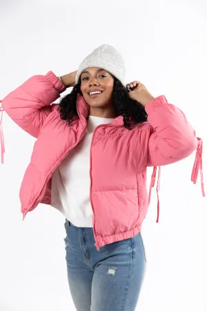 Where You'll Find Me Pink Bow Sleeve Puffer Jacket FINAL SALE
