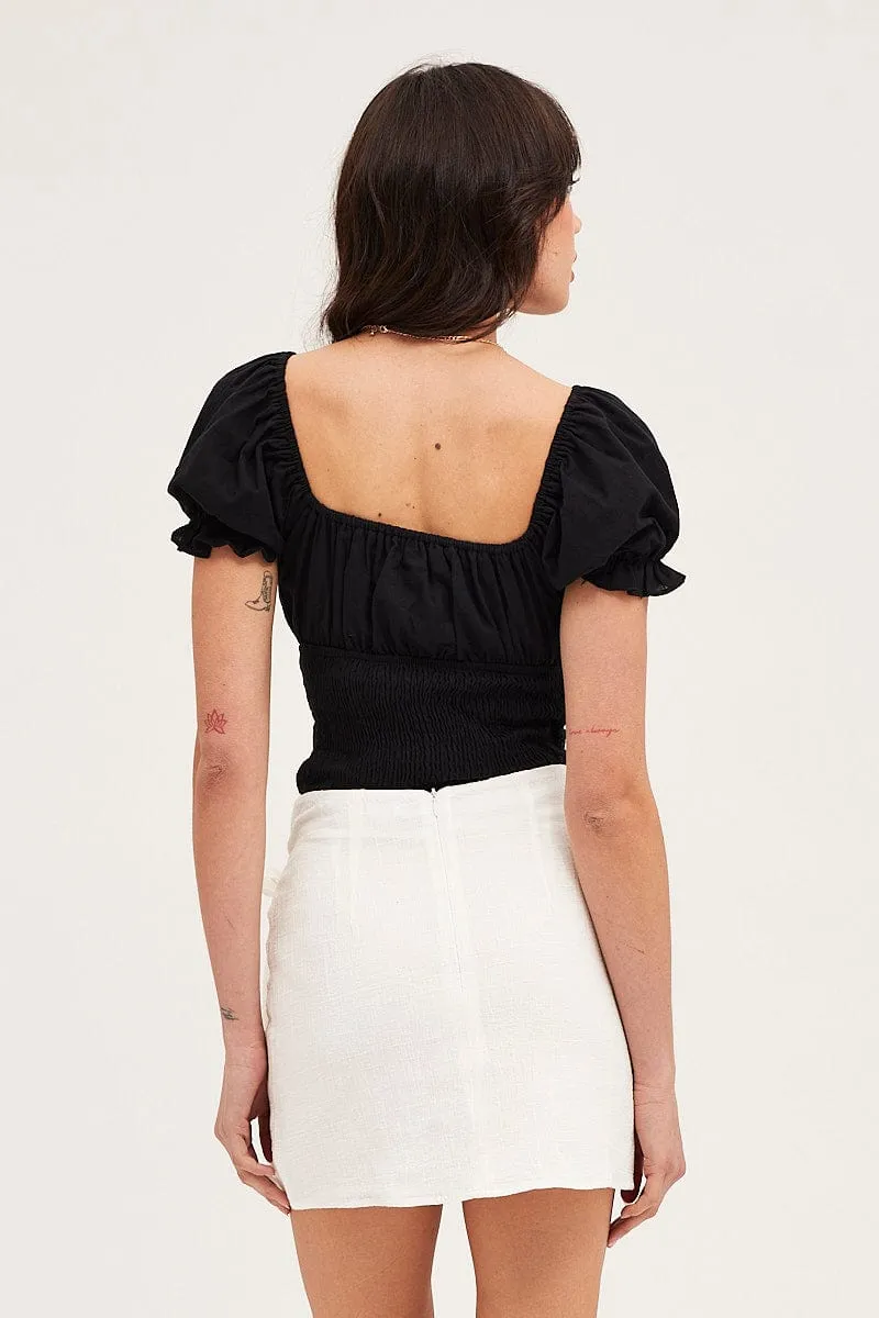 White Front Tie Wrap Mini Skirt