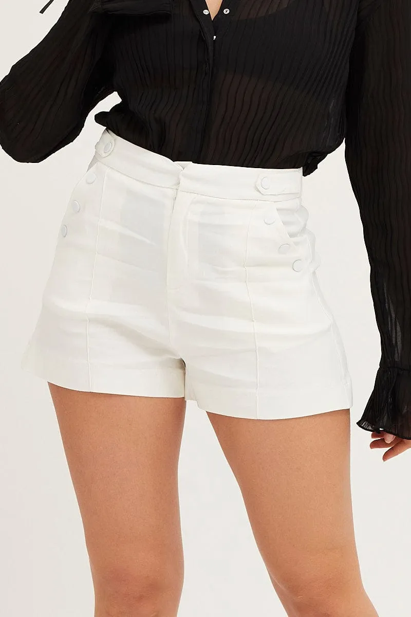 White Mini Shorts High Rise