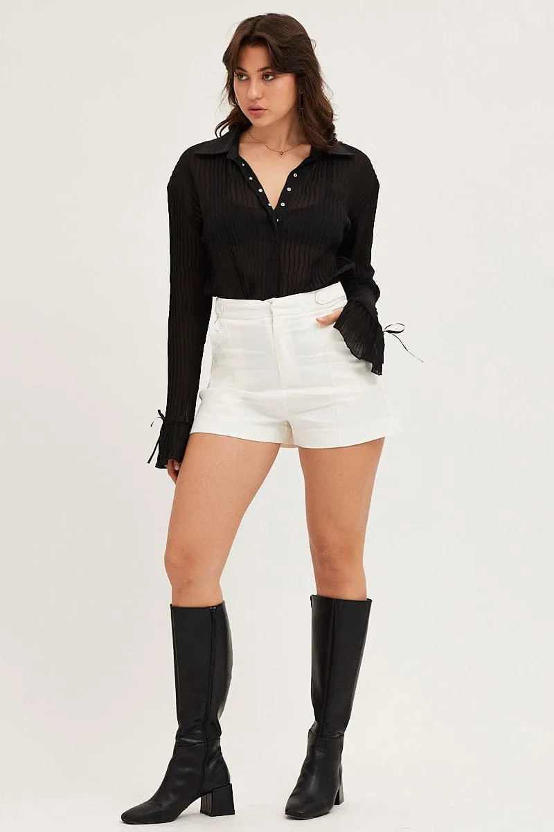 White Mini Shorts High Rise