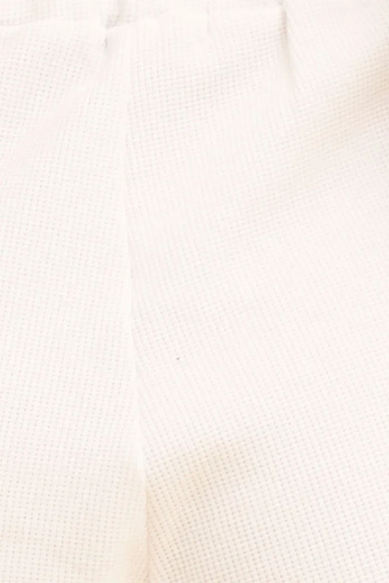 White Sutton Waffle Ruched Shorts