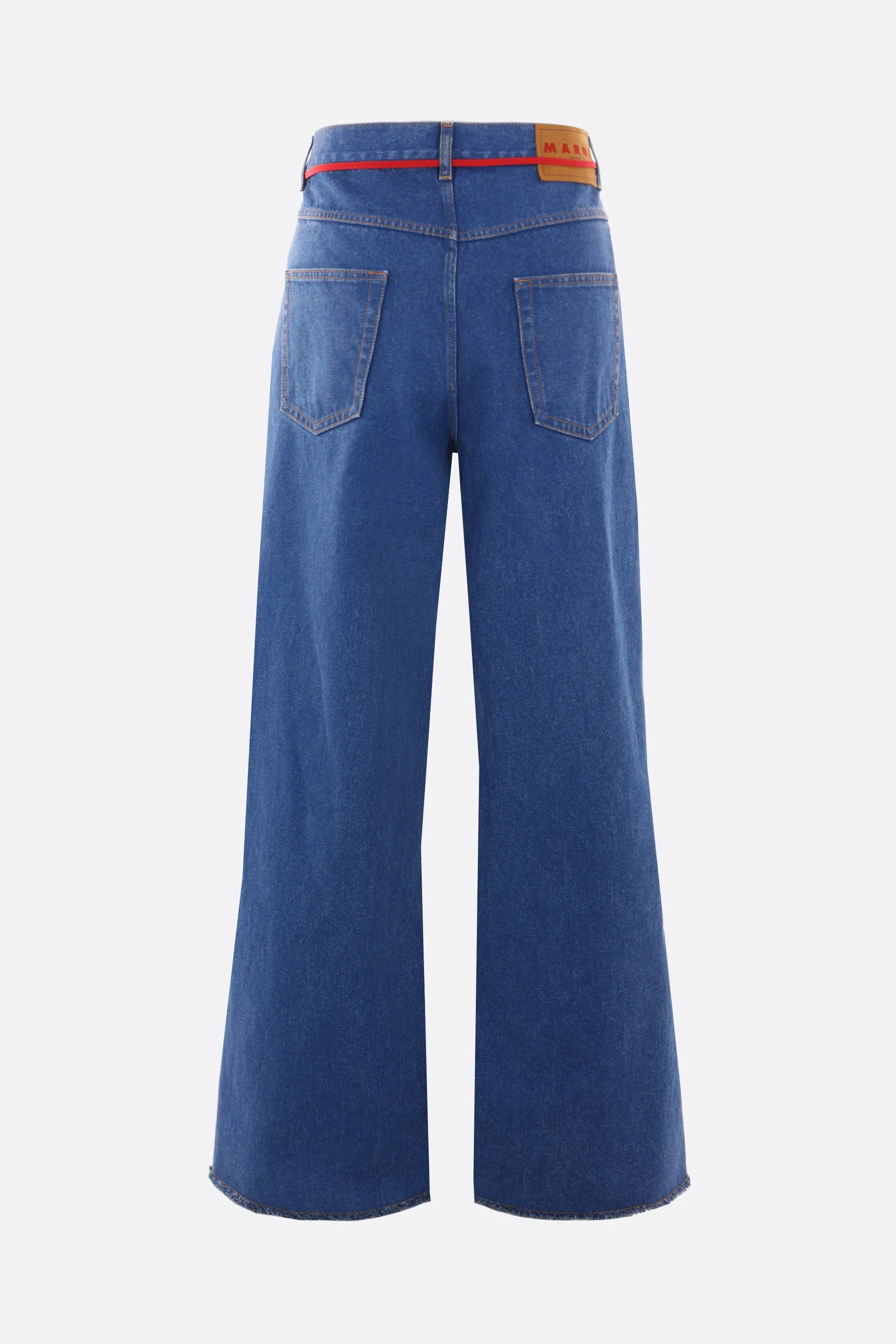 wide-leg denim trousers