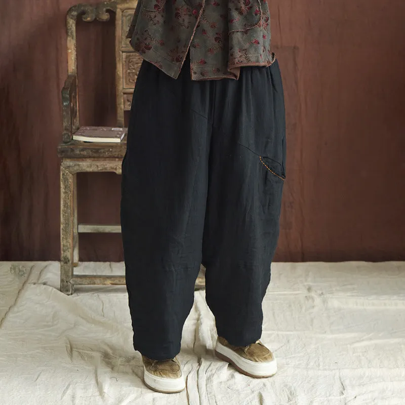 Women Winter Loose Fit Vintage Cotton Linen Trousers