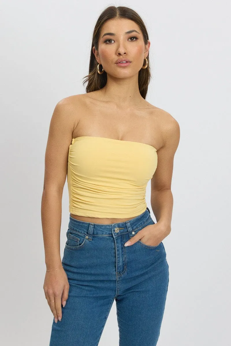 Yellow Bandeau Top Side Rushed Supersoft