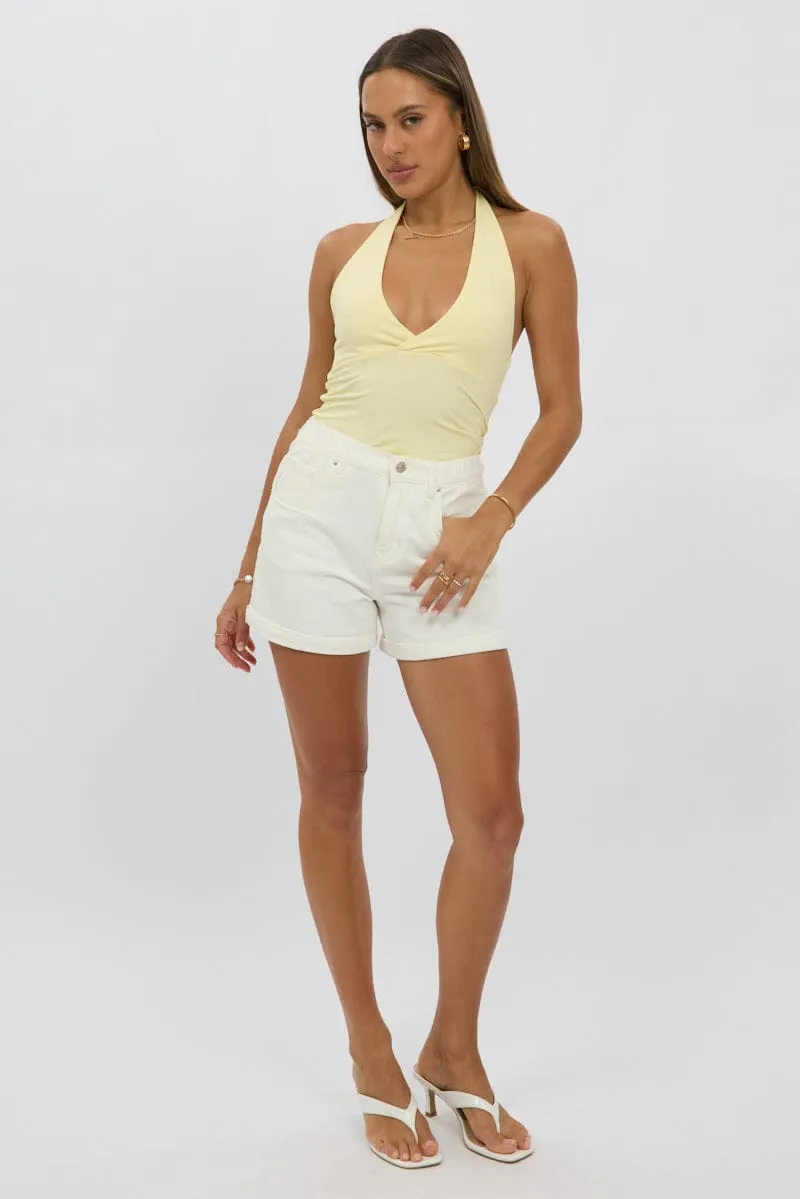 Yellow Halter Neck Top V Neck Supersoft