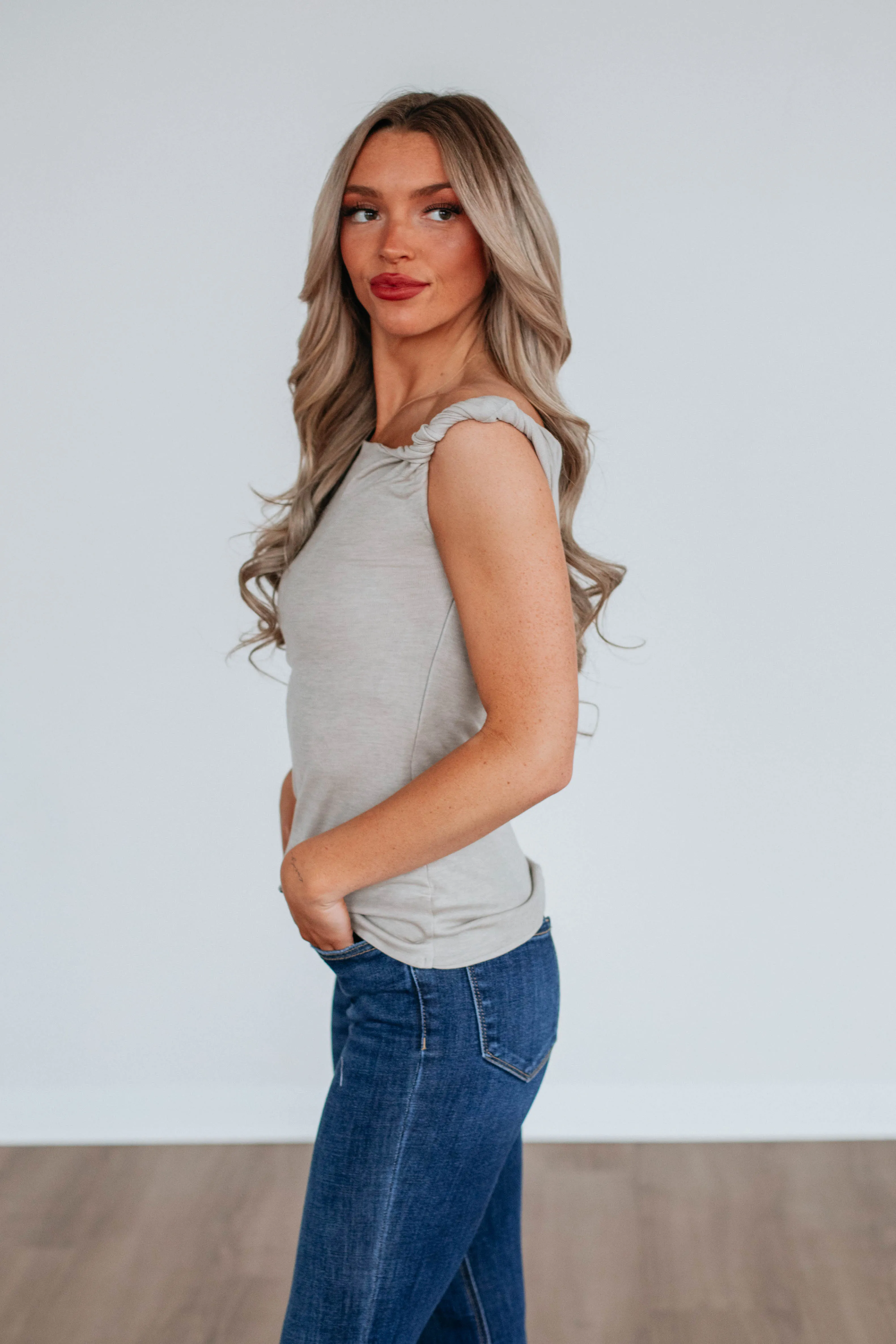 Zariya Off Shoulder Top - Mushroom