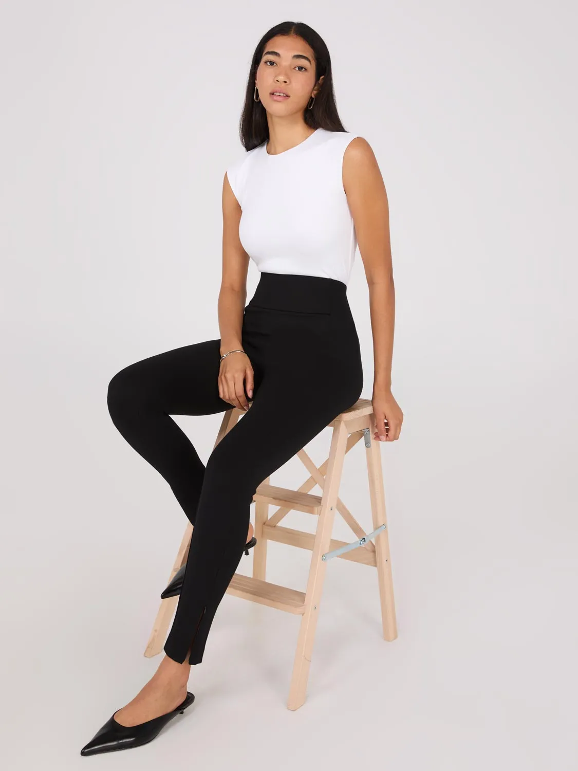 Zipper Hem Skinny Leg Pants